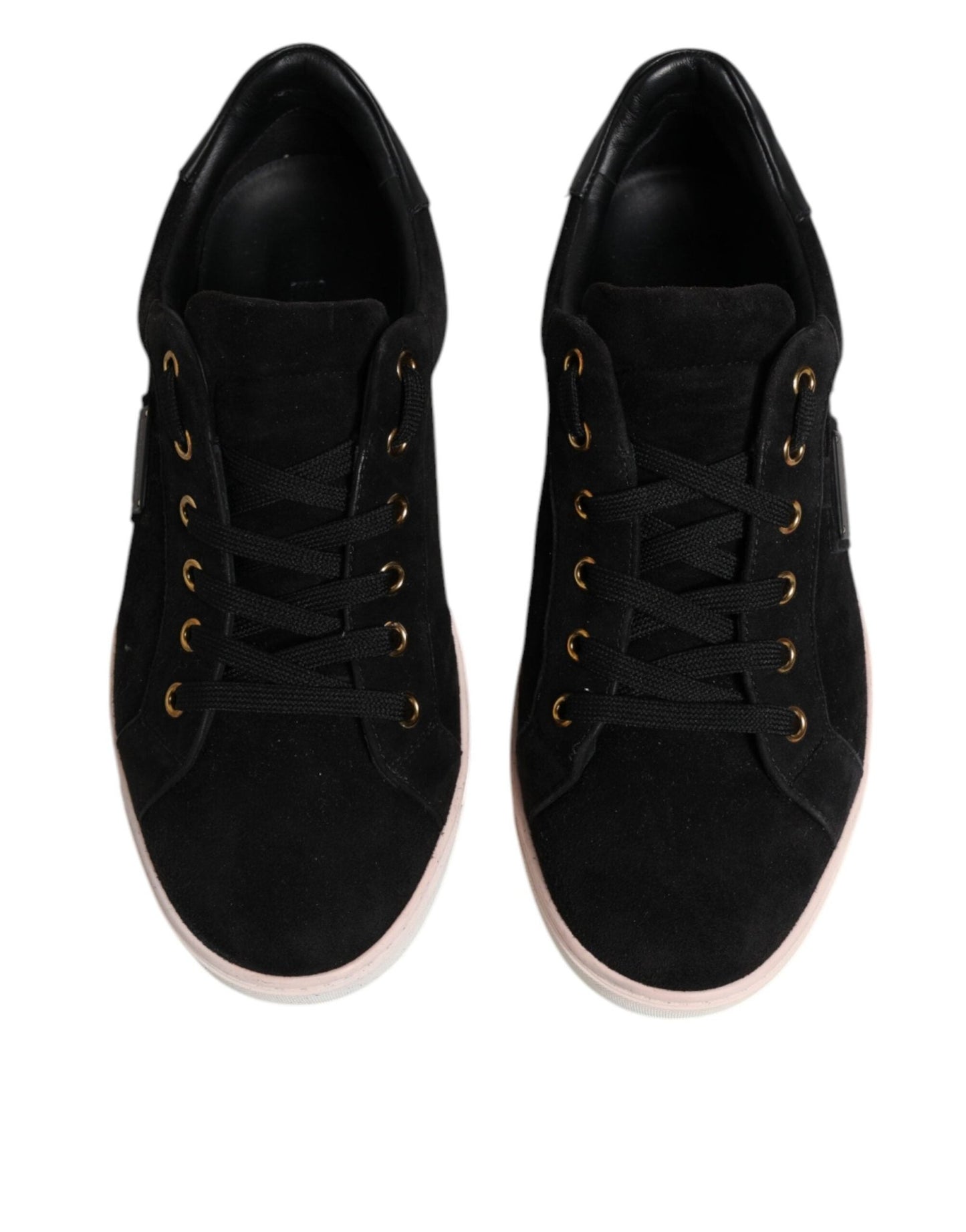 Dolce & Gabbana Black Logo Suede Leather Men Sneakers Shoes - SMARTMARTNZ