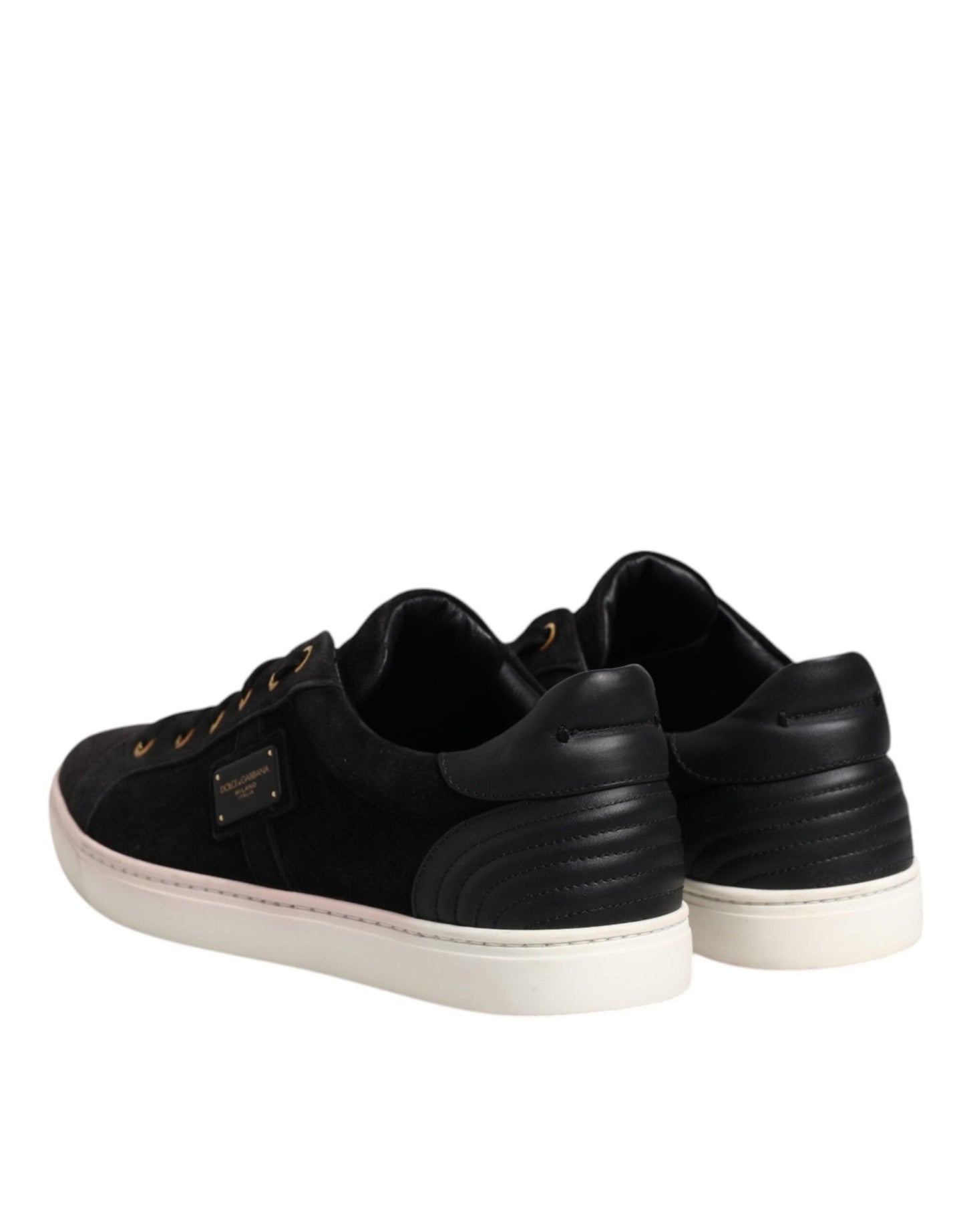 Dolce & Gabbana Black Logo Suede Leather Men Sneakers Shoes - SMARTMARTNZ