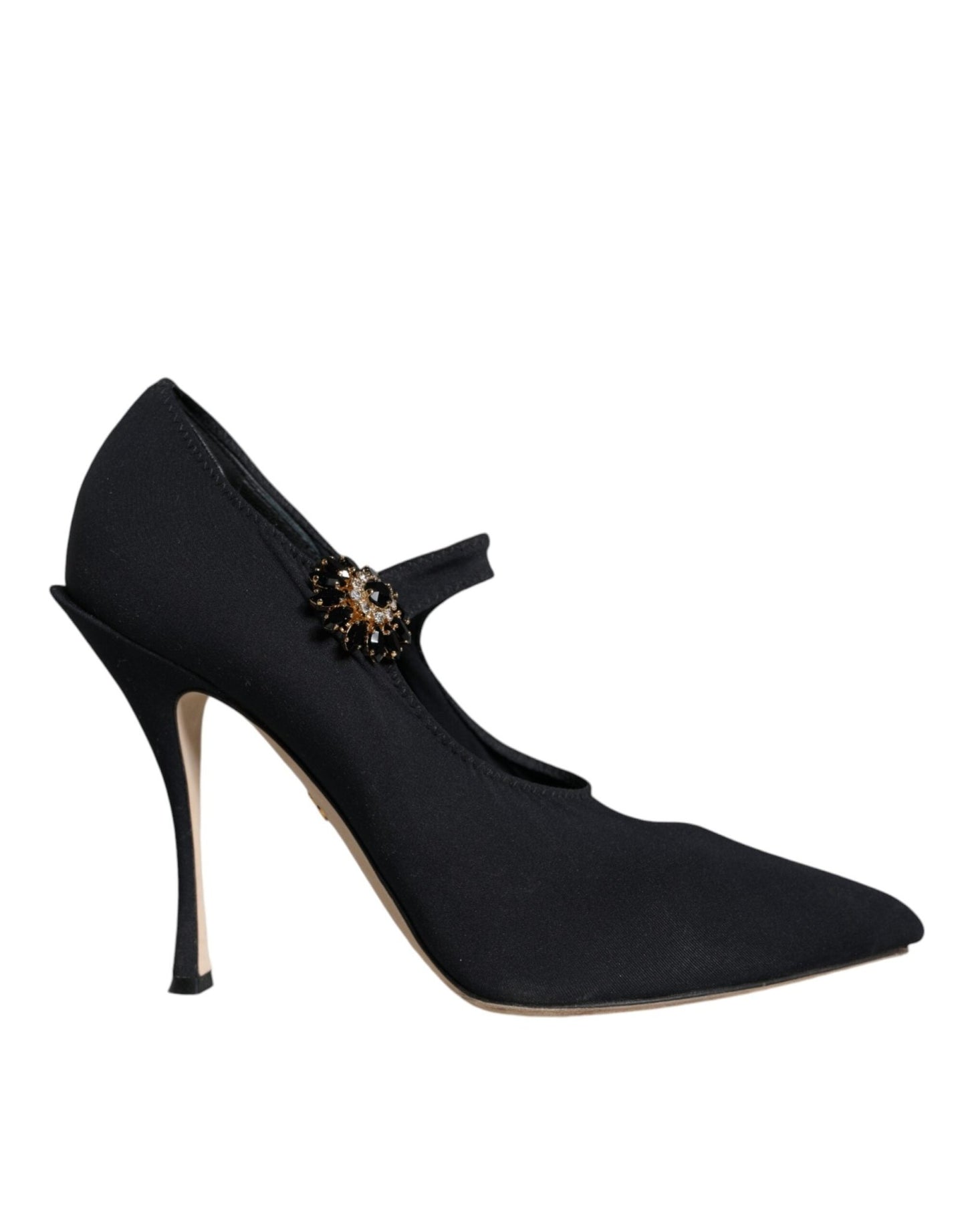Dolce & Gabbana Black Mary Jane Jersey Crystal Pumps Shoes - SMARTMARTNZ