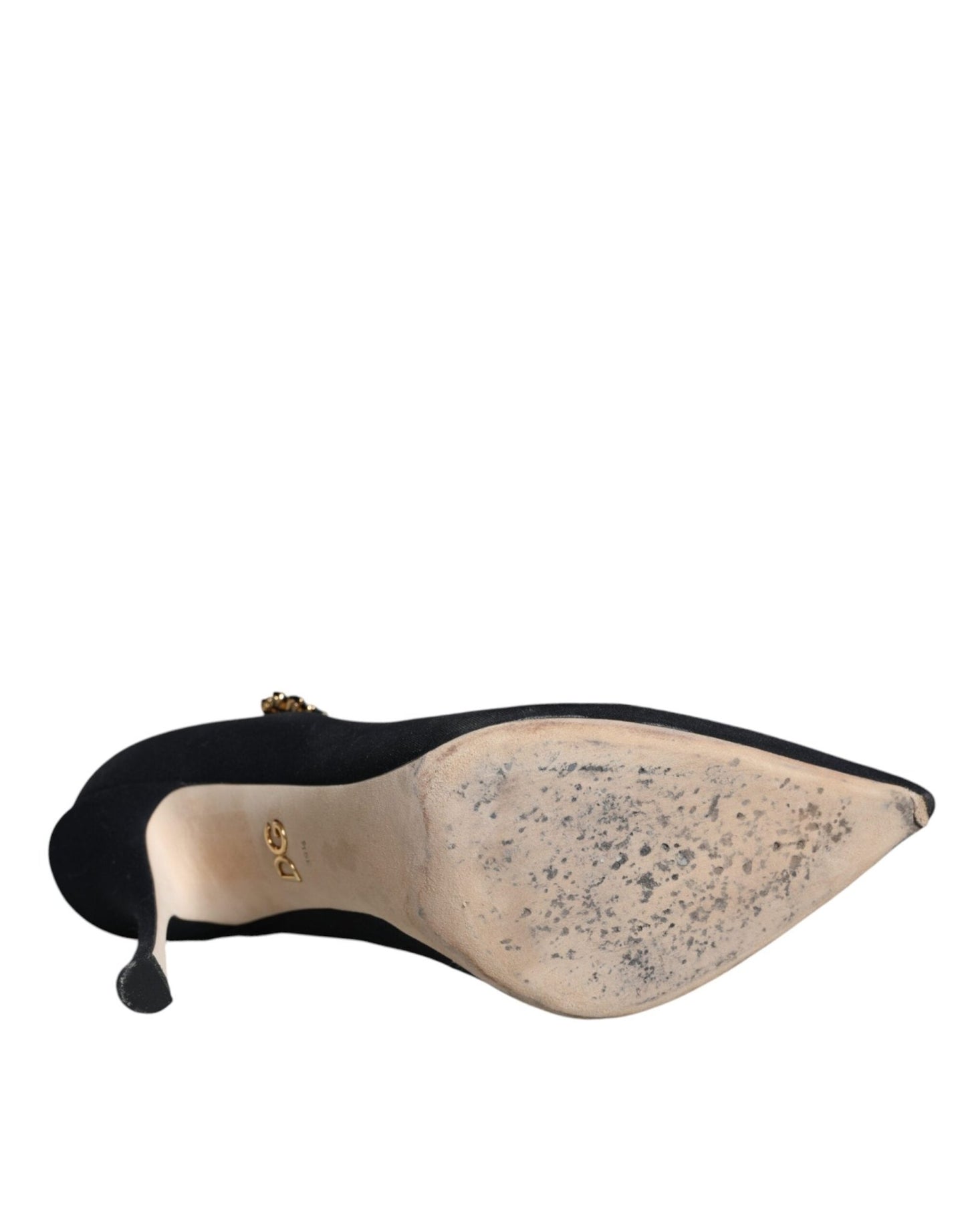 Dolce & Gabbana Black Mary Jane Jersey Crystal Pumps Shoes - SMARTMARTNZ