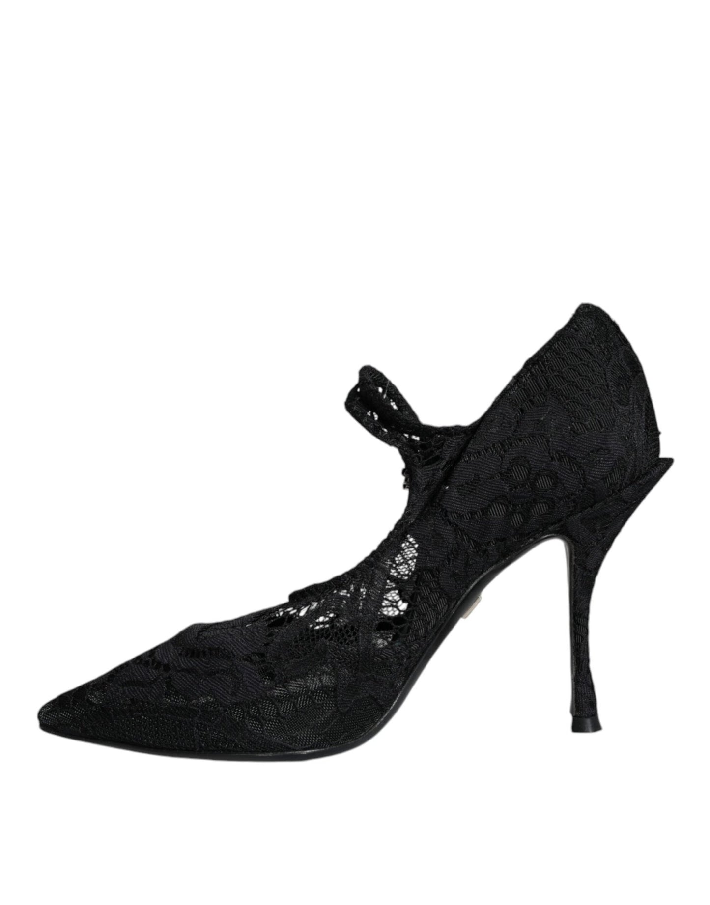 Dolce & Gabbana Black Mary Jane Pumps Lace Crystals Heels Shoes - SMARTMARTNZ