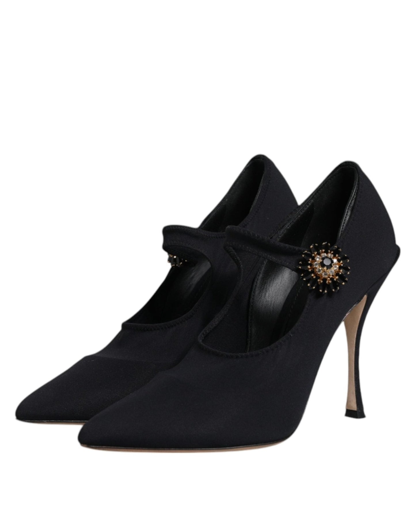 Dolce & Gabbana Black Mary Jane Stretch Crystal Pumps Shoes - SMARTMARTNZ