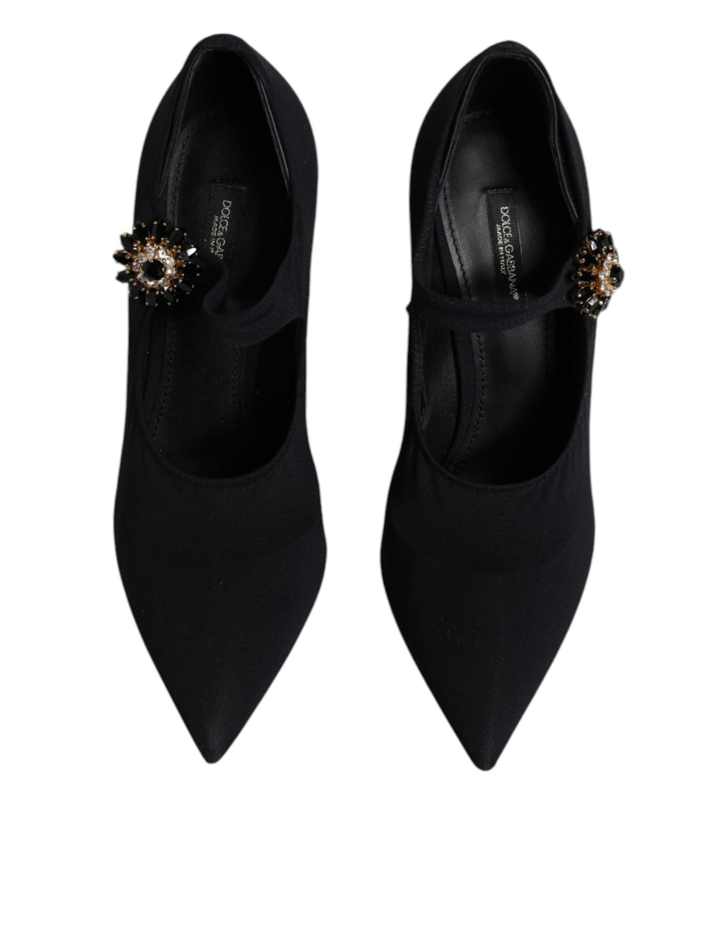 Dolce & Gabbana Black Mary Jane Stretch Crystal Pumps Shoes - SMARTMARTNZ