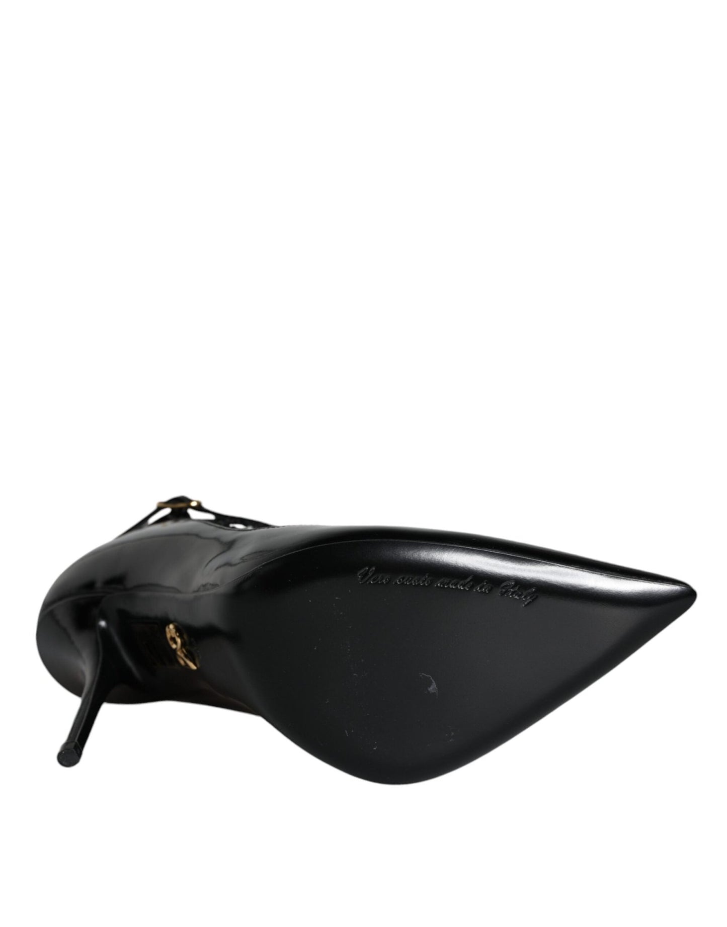 Dolce & Gabbana Black Mesh Patent Leather Heels Pumps Shoes - SMARTMARTNZ