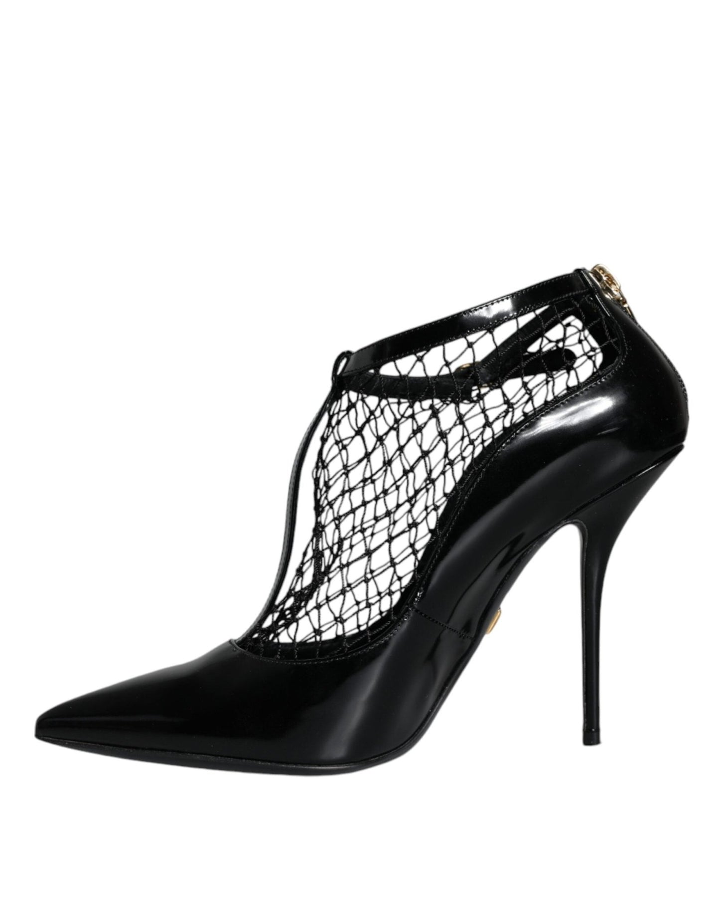 Dolce & Gabbana Black Mesh Patent Leather Heels Pumps Shoes - SMARTMARTNZ
