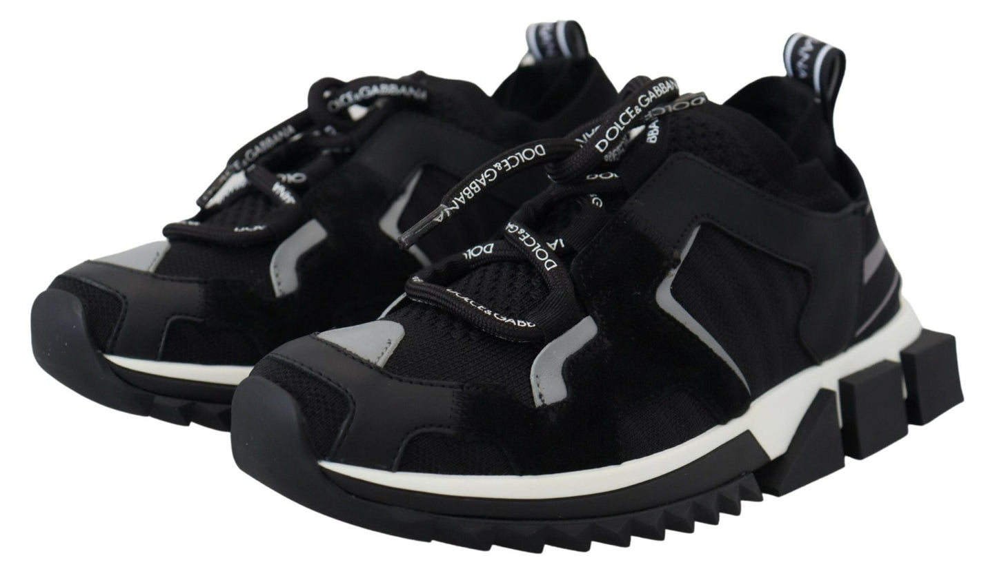 Dolce & Gabbana Black Mesh Sorrento Trekking Sneakers Shoes - SMARTMARTNZ