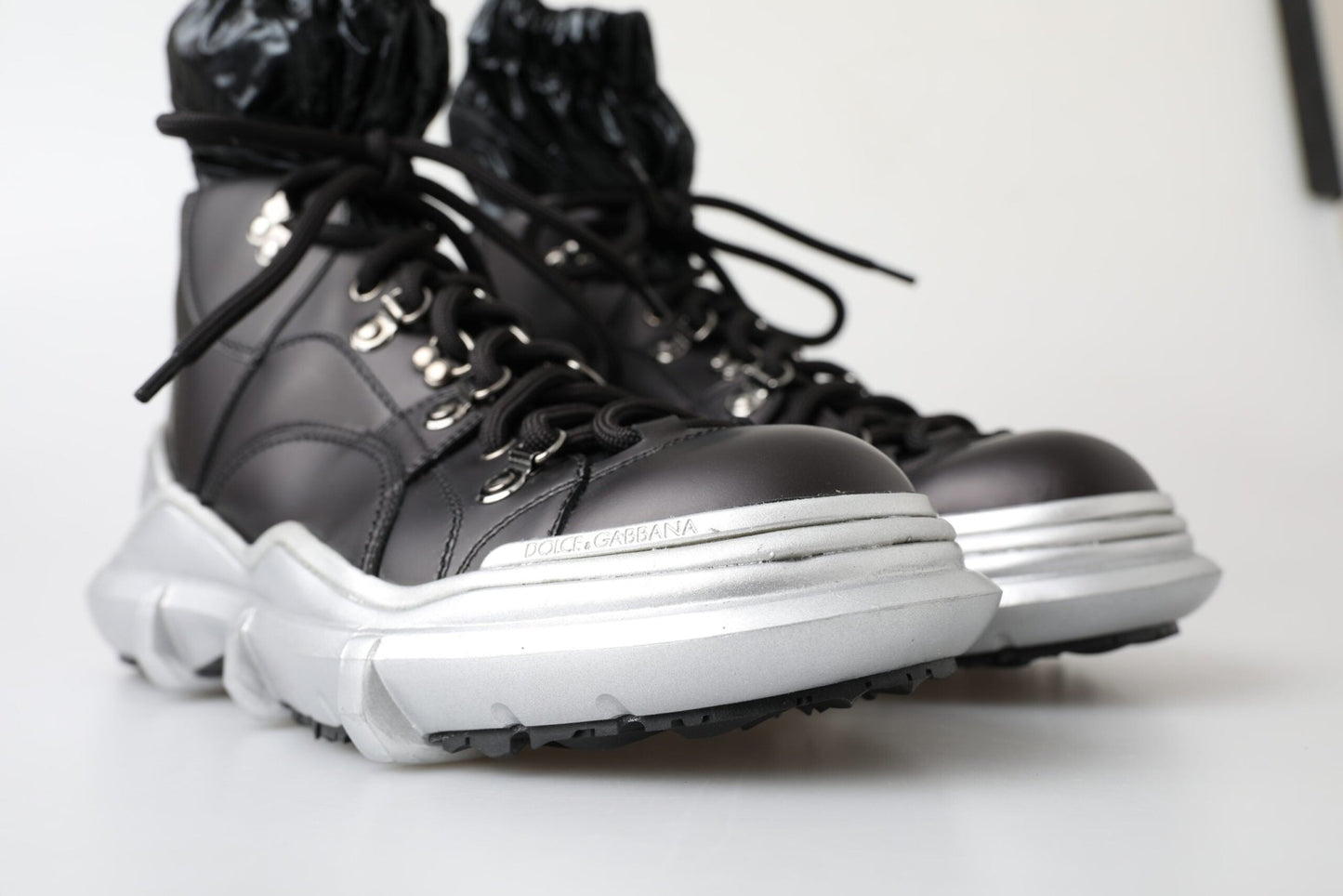 Dolce & Gabbana Black Nylon Galileo High Top Sneakers Shoes - SMARTMARTNZ