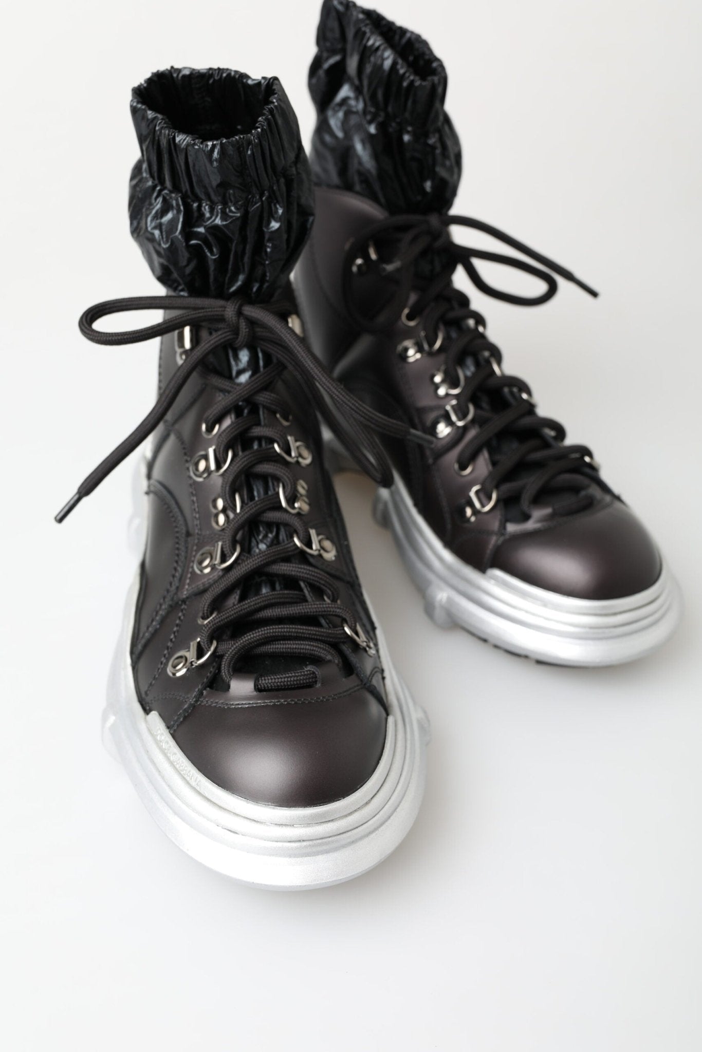 Dolce & Gabbana Black Nylon Galileo High Top Sneakers Shoes - SMARTMARTNZ