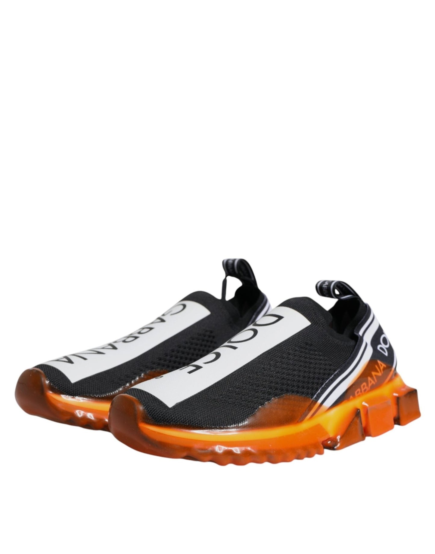 Dolce & Gabbana Black Orange Sorrento Slip On Sneakers Shoes - SMARTMARTNZ