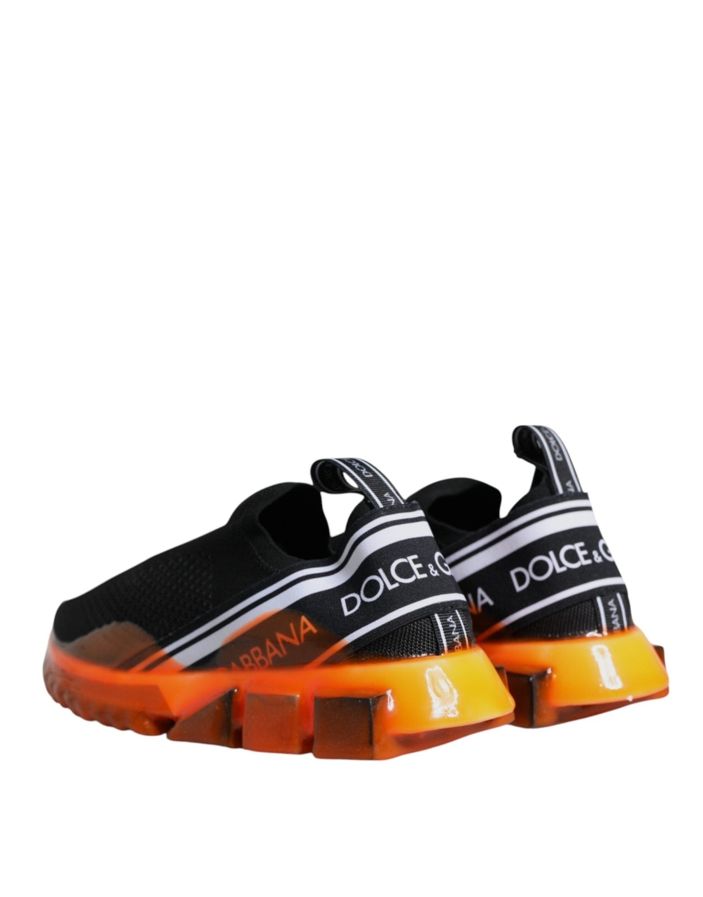 Dolce & Gabbana Black Orange Sorrento Slip On Sneakers Shoes - SMARTMARTNZ