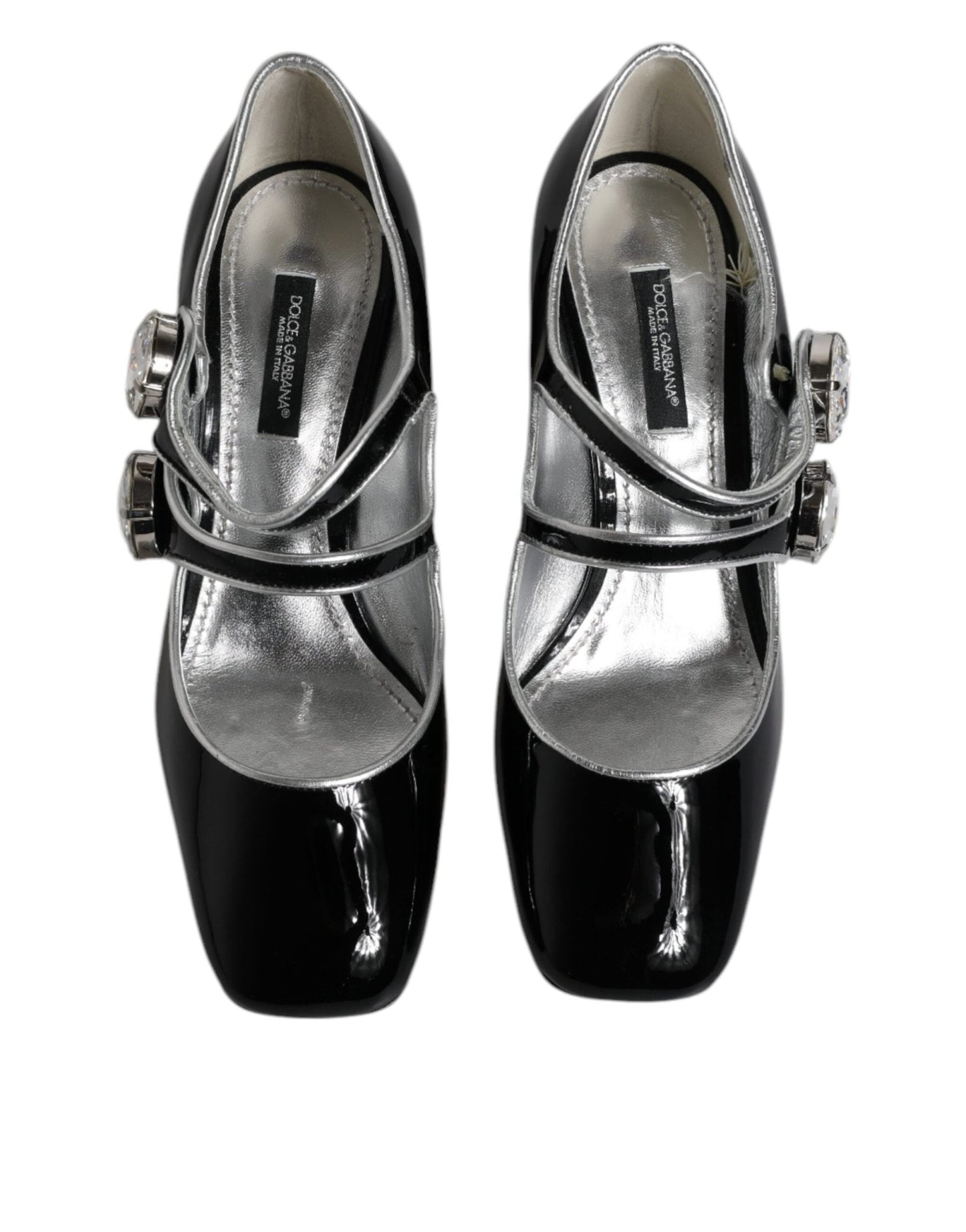 Dolce & Gabbana Black Patent Leather Crystal Mary Jane Pumps Shoes - SMARTMARTNZ