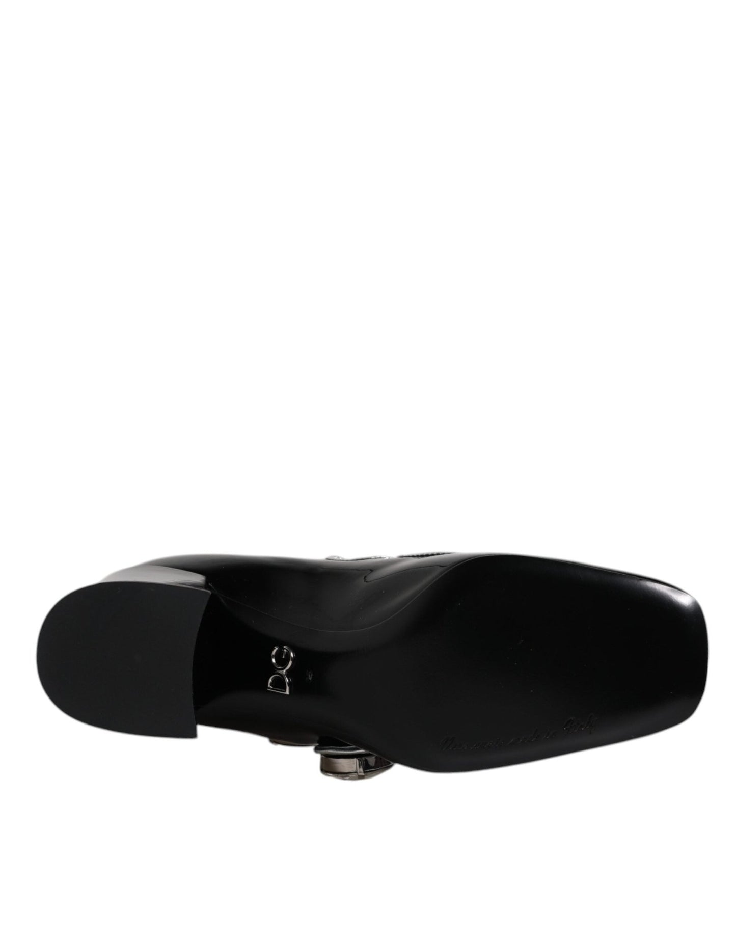 Dolce & Gabbana Black Patent Leather Crystal Mary Jane Pumps Shoes - SMARTMARTNZ