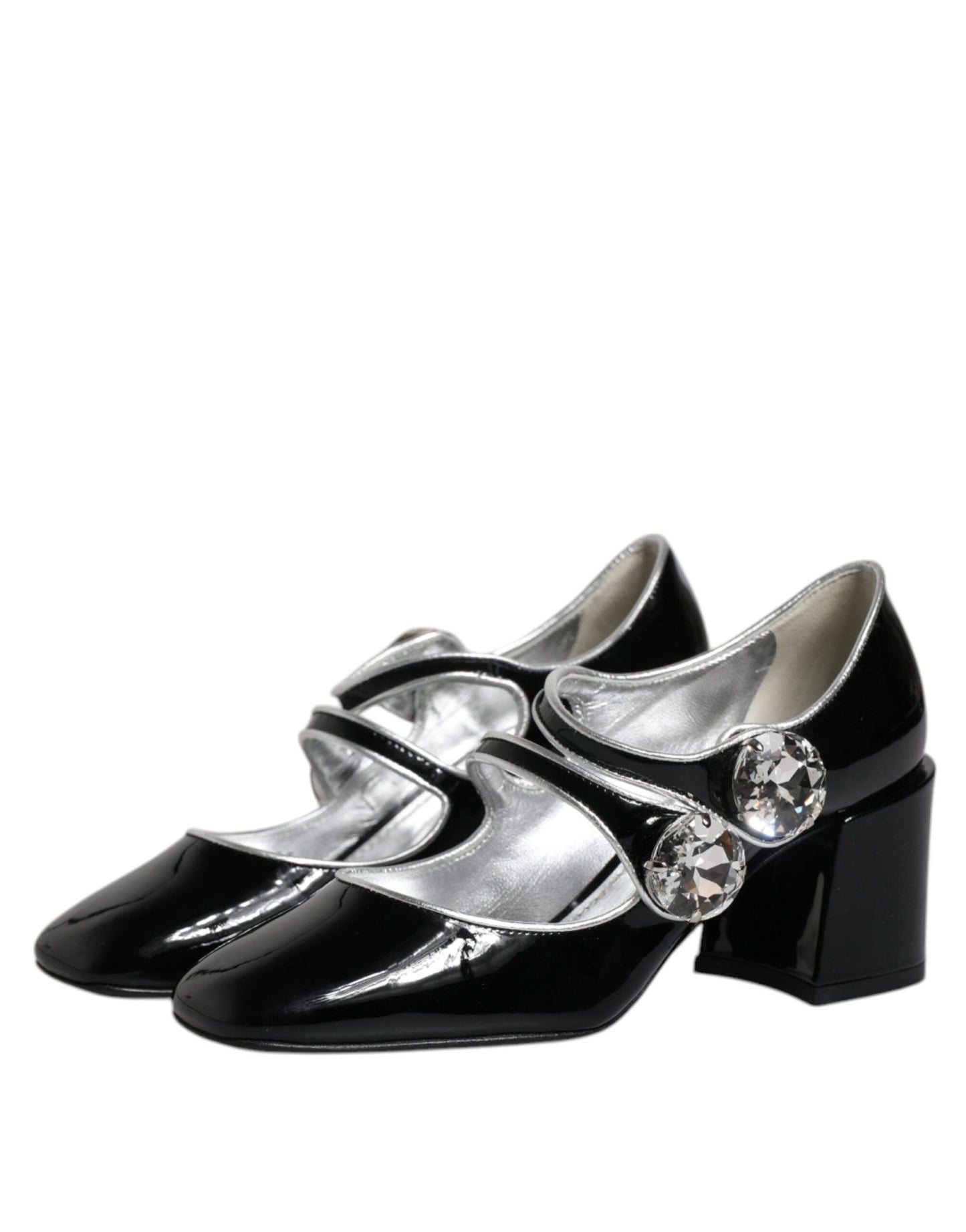 Dolce & Gabbana Black Patent Leather Crystal Mary Jane Pumps Shoes - SMARTMARTNZ