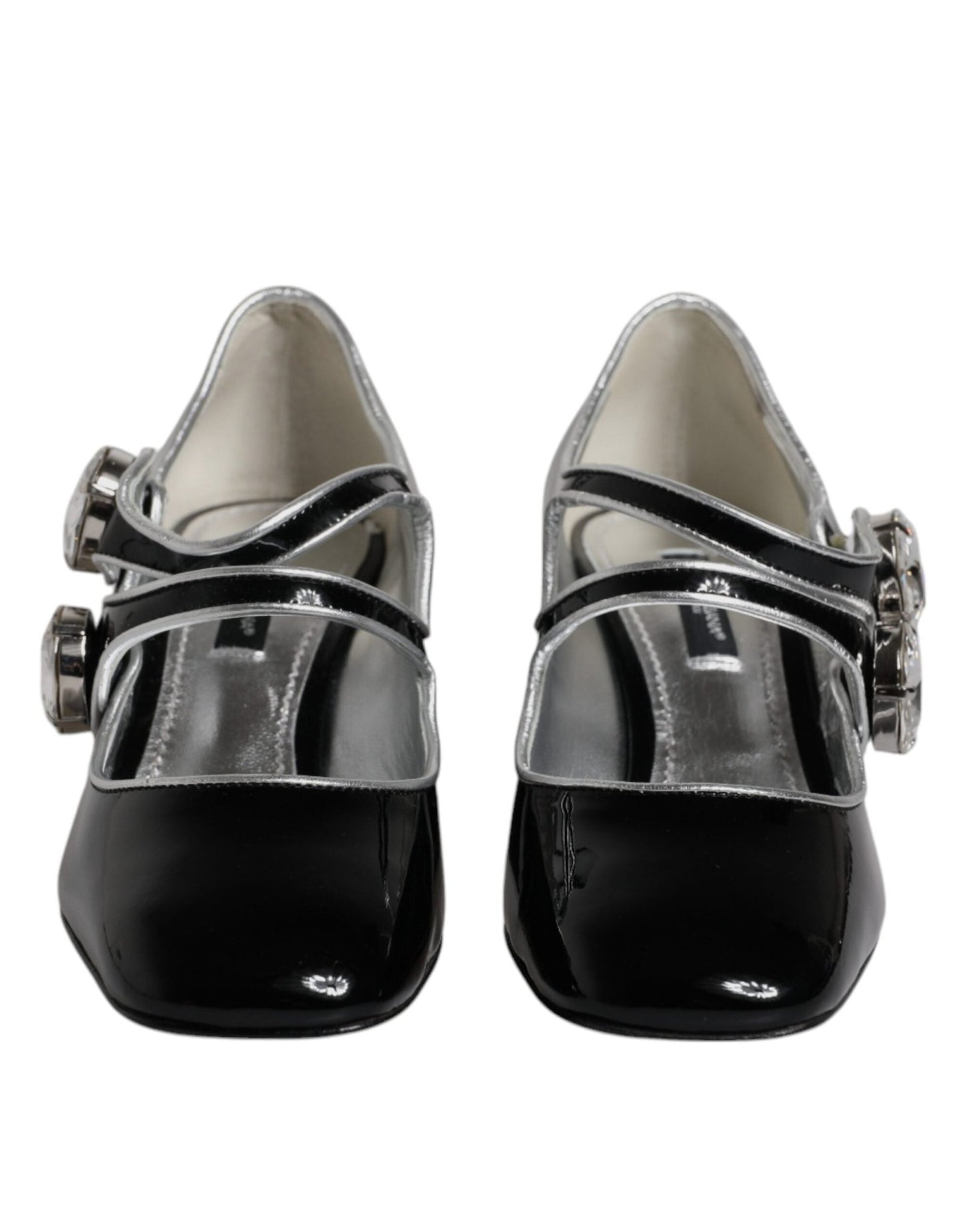 Dolce & Gabbana Black Patent Leather Crystal Mary Jane Pumps Shoes - SMARTMARTNZ
