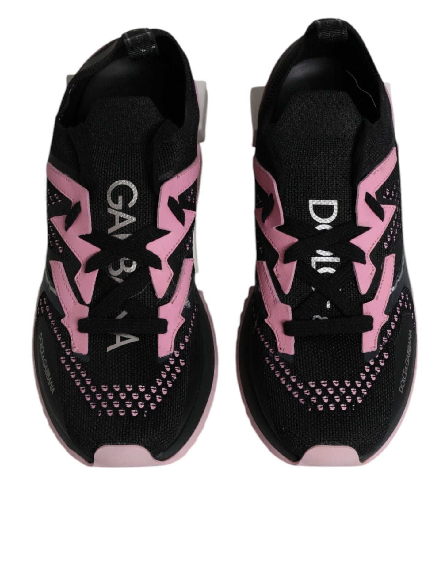 Dolce & Gabbana Black Pink SORRENTO Sport Stretch Sneakers Shoes - SMARTMARTNZ