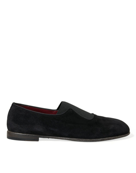 Dolce & Gabbana Black RUNWAY Velour AMALFI Loafers Shoes - SMARTMARTNZ