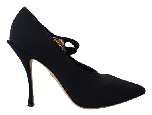 Dolce & Gabbana Black Socks Stretch Crystal Pumps Shoes - SMARTMARTNZ