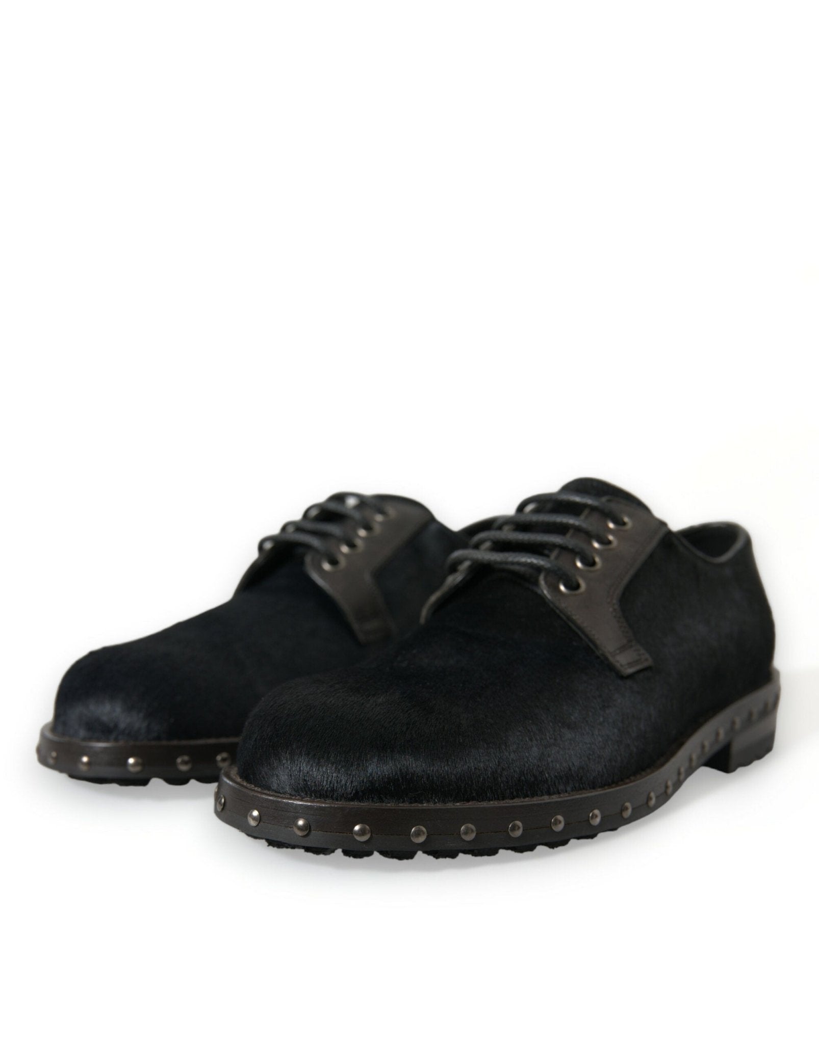 Dolce & Gabbana Black Stable Fur Derby SAN PIETRO Dress Shoes - SMARTMARTNZ