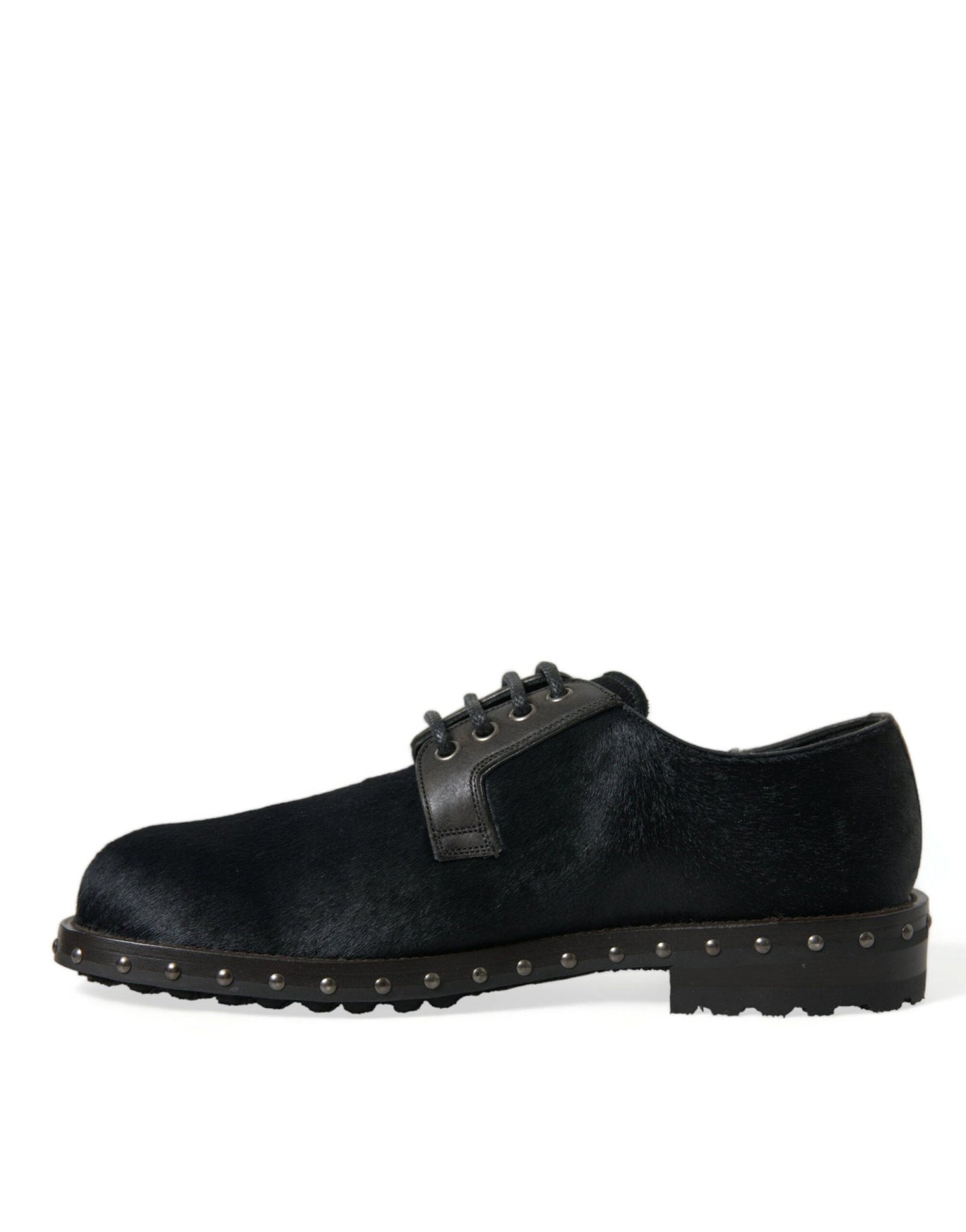 Dolce & Gabbana Black Stable Fur Derby SAN PIETRO Dress Shoes - SMARTMARTNZ