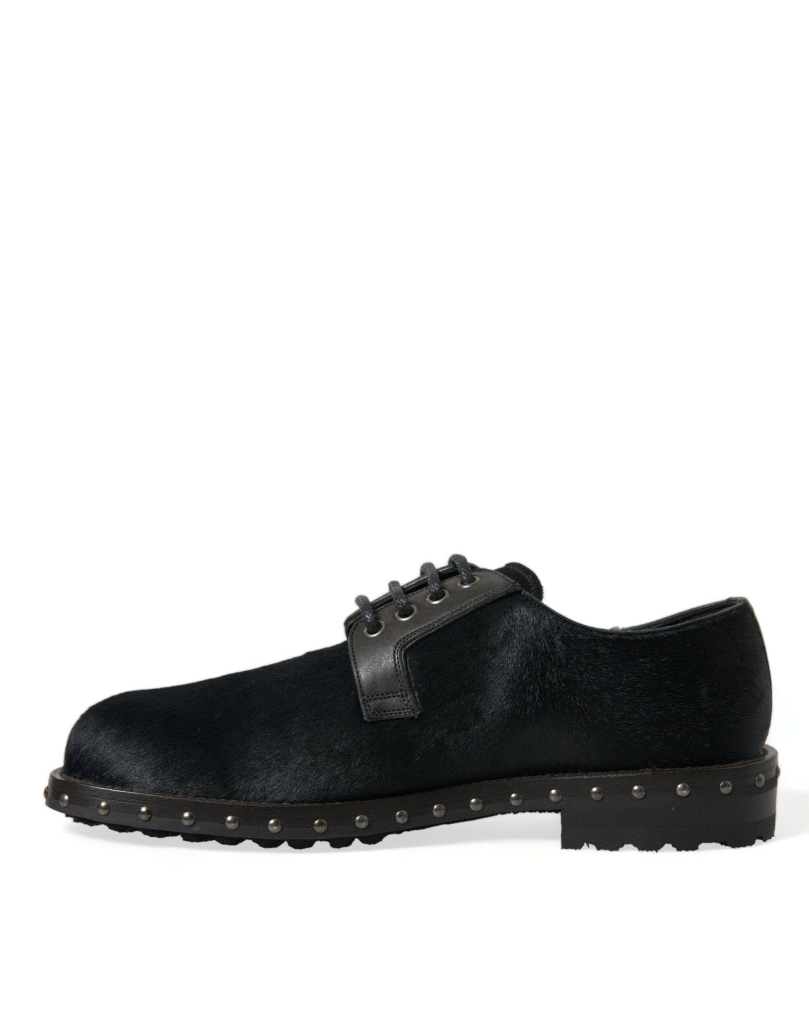 Dolce & Gabbana Black Stable Fur Derby SAN PIETRO Dress Shoes - SMARTMARTNZ