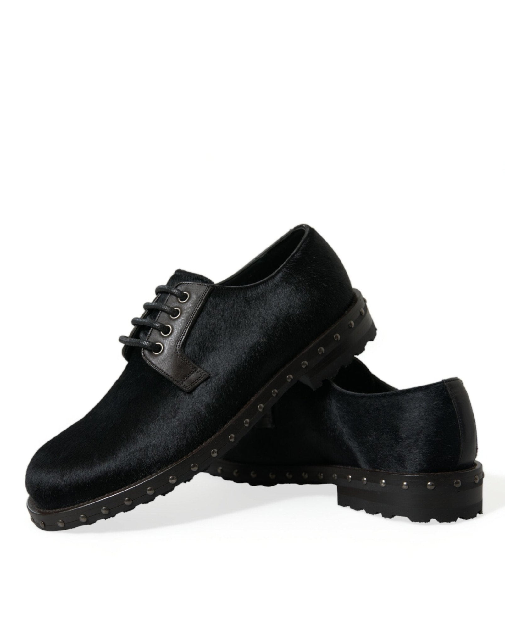 Dolce & Gabbana Black Stable Fur Derby SAN PIETRO Dress Shoes - SMARTMARTNZ