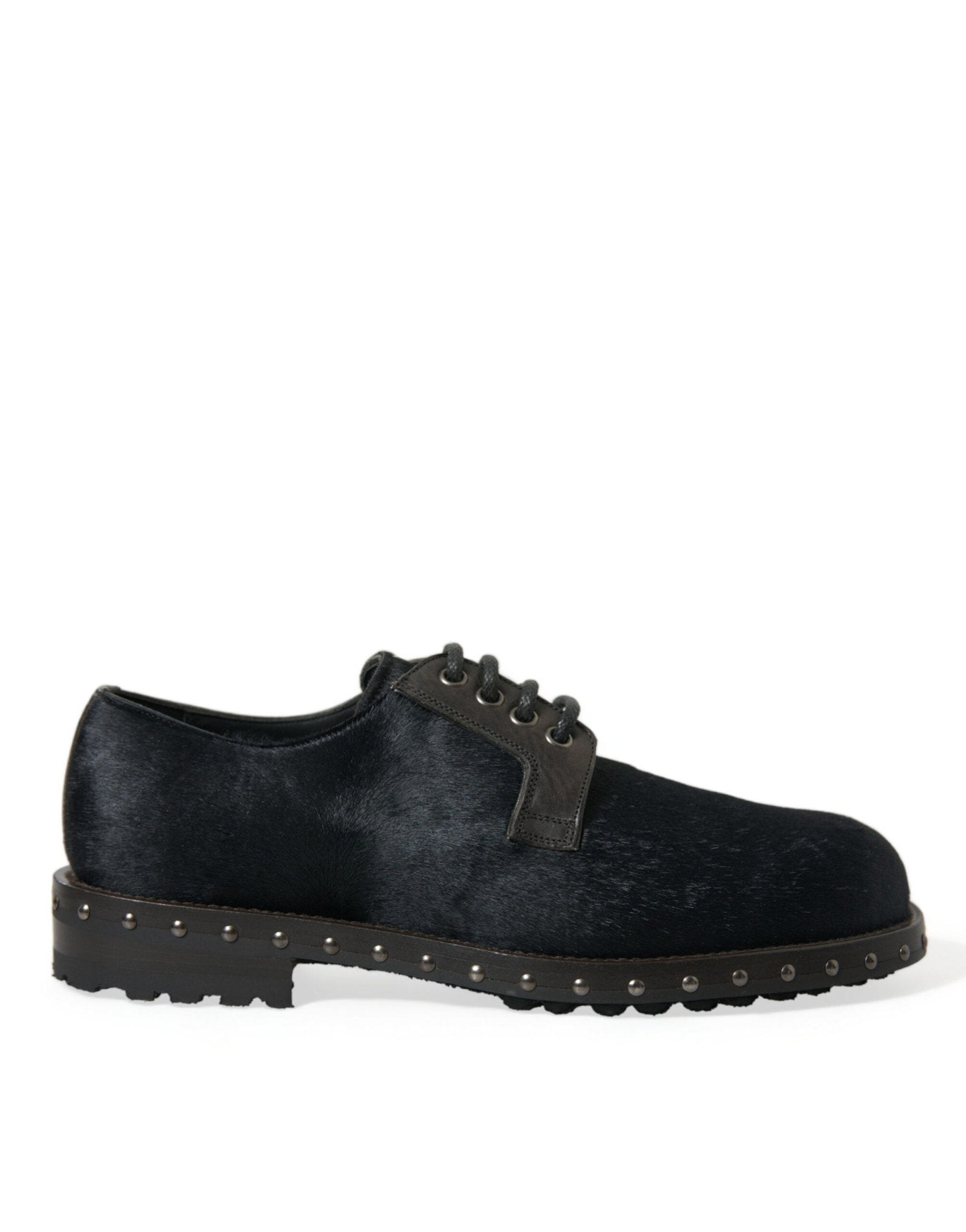 Dolce & Gabbana Black Stable Fur Derby SAN PIETRO Dress Shoes - SMARTMARTNZ