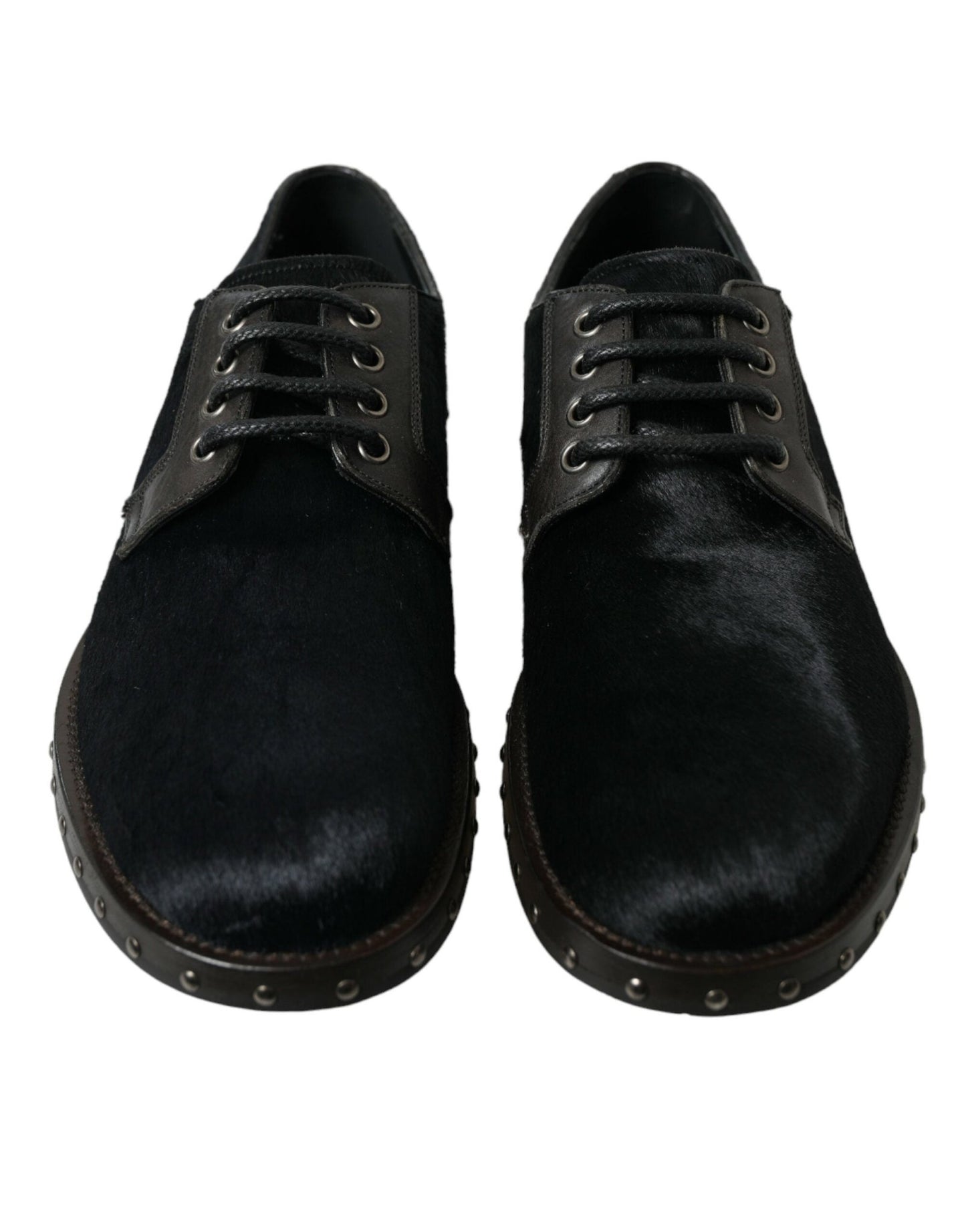 Dolce & Gabbana Black Stable Fur Derby SAN PIETRO Dress Shoes - SMARTMARTNZ