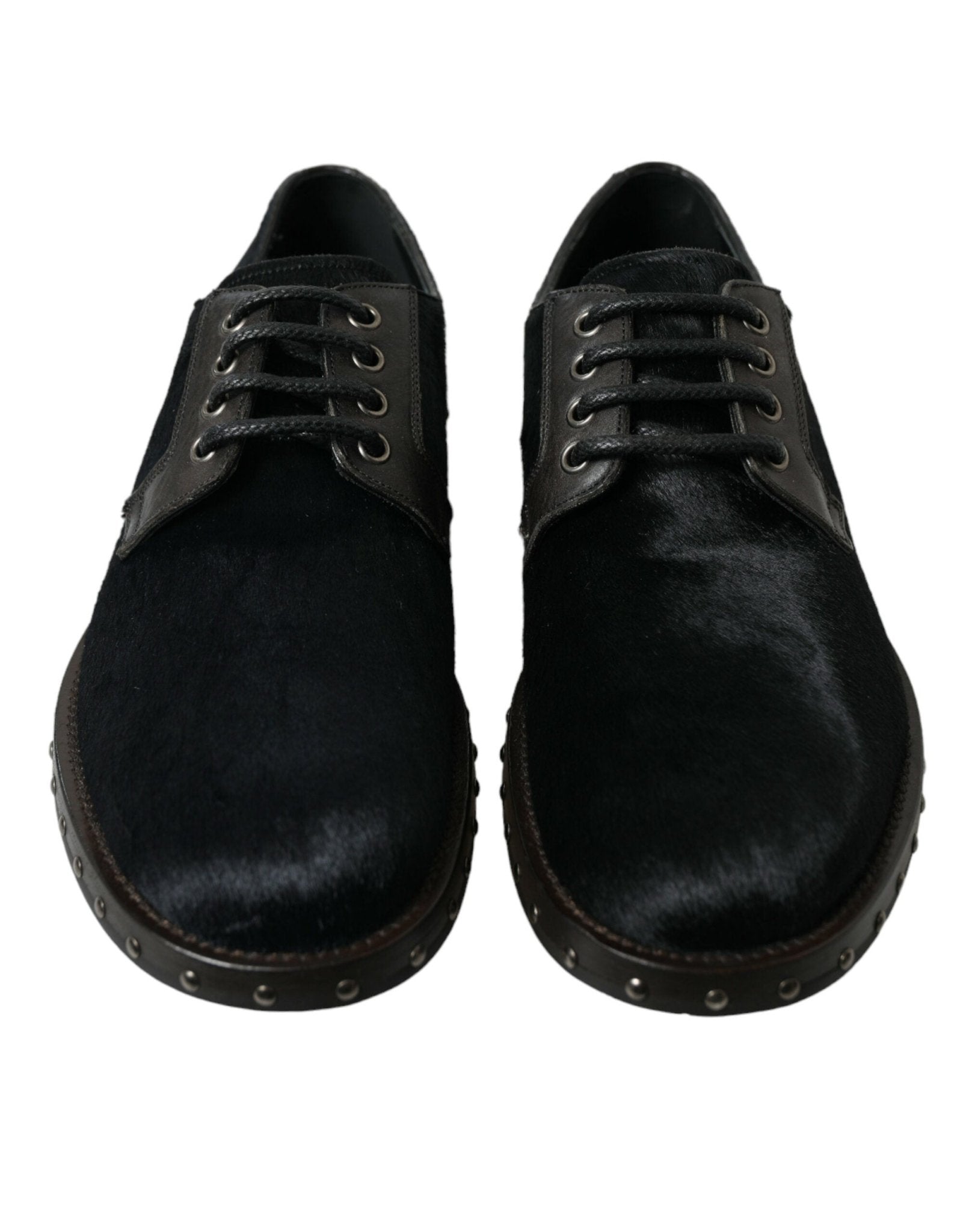 Dolce & Gabbana Black Stable Fur Derby SAN PIETRO Dress Shoes - SMARTMARTNZ