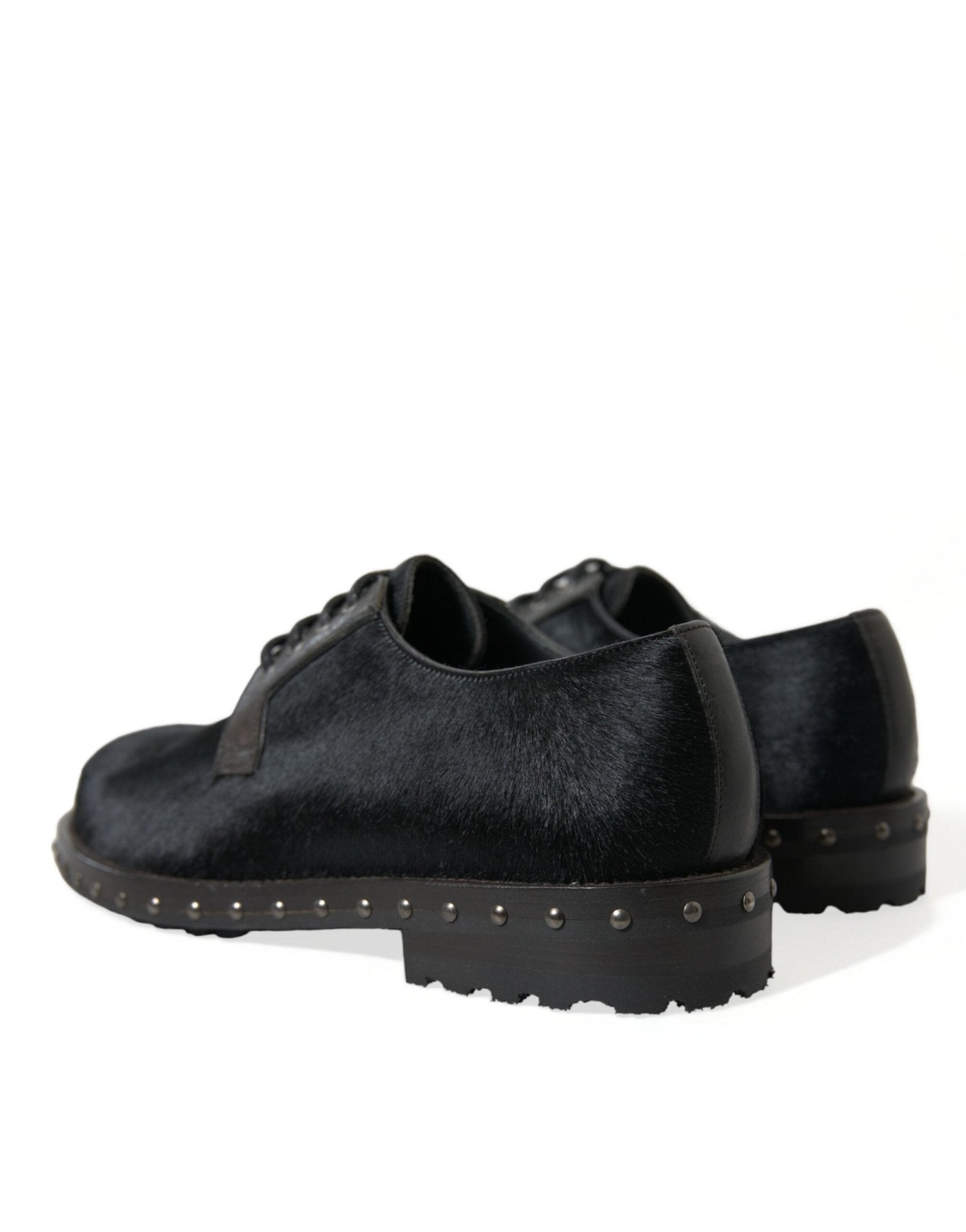 Dolce & Gabbana Black Stable Fur Derby SAN PIETRO Dress Shoes - SMARTMARTNZ