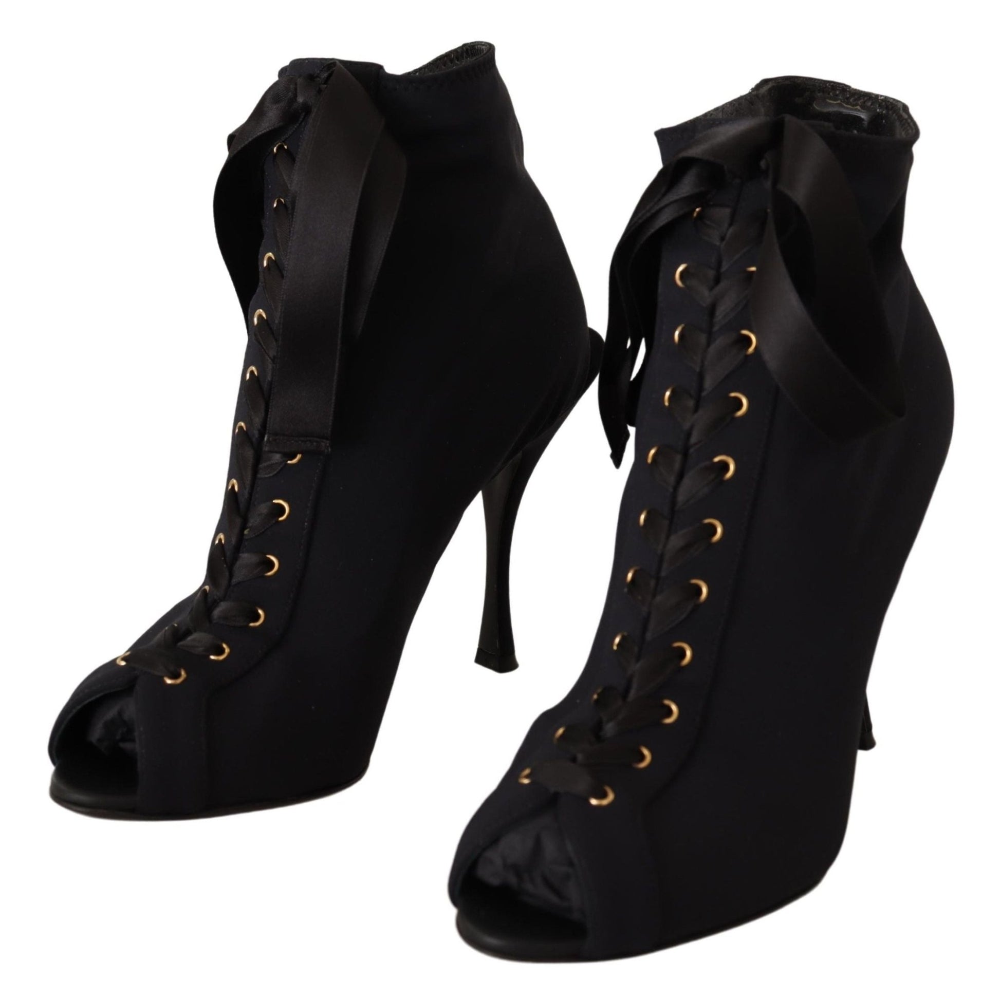 Dolce & Gabbana Black Stretch Short Ankle Boots Shoes - SMARTMARTNZ