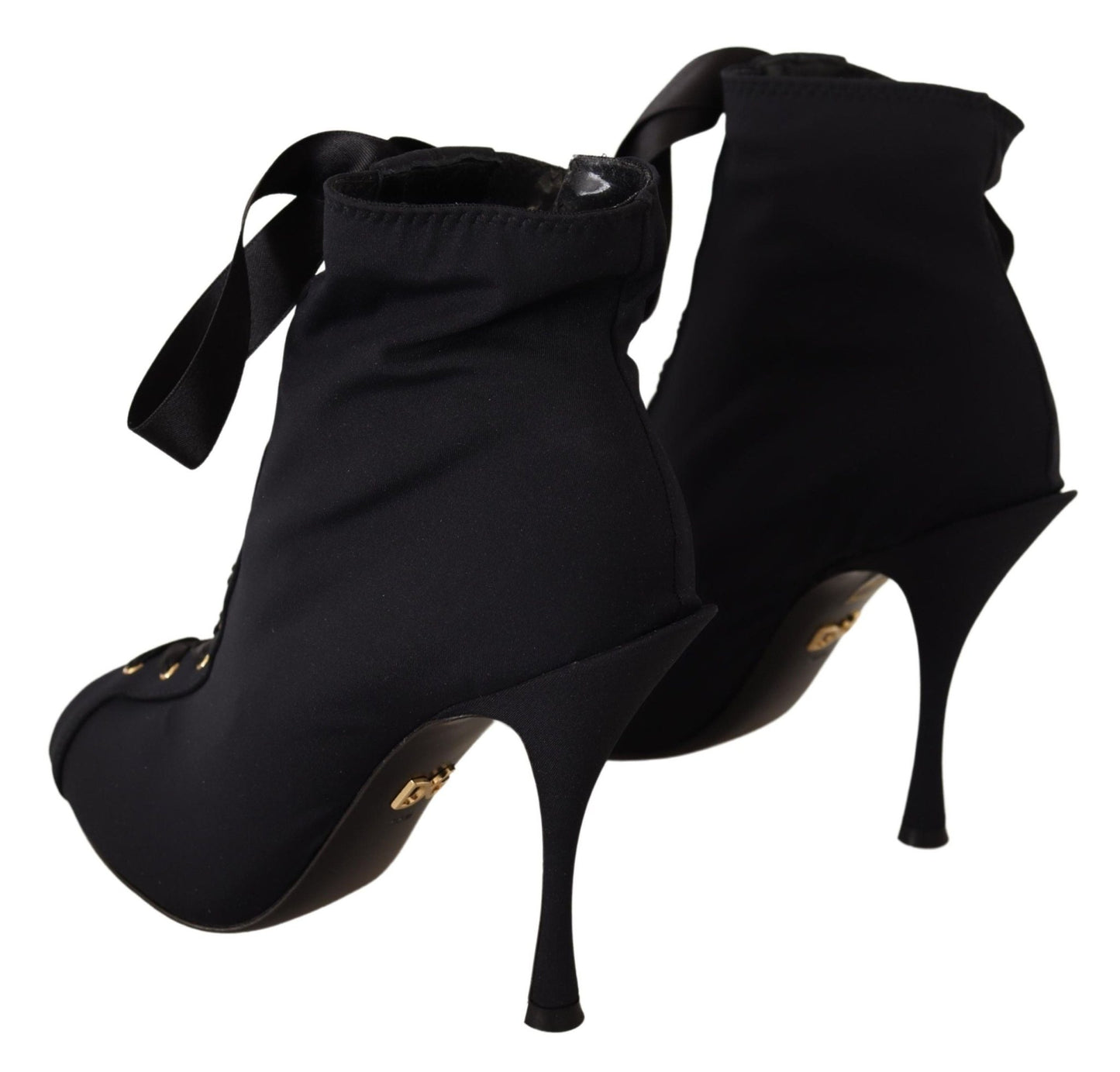 Dolce & Gabbana Black Stretch Short Ankle Boots Shoes - SMARTMARTNZ