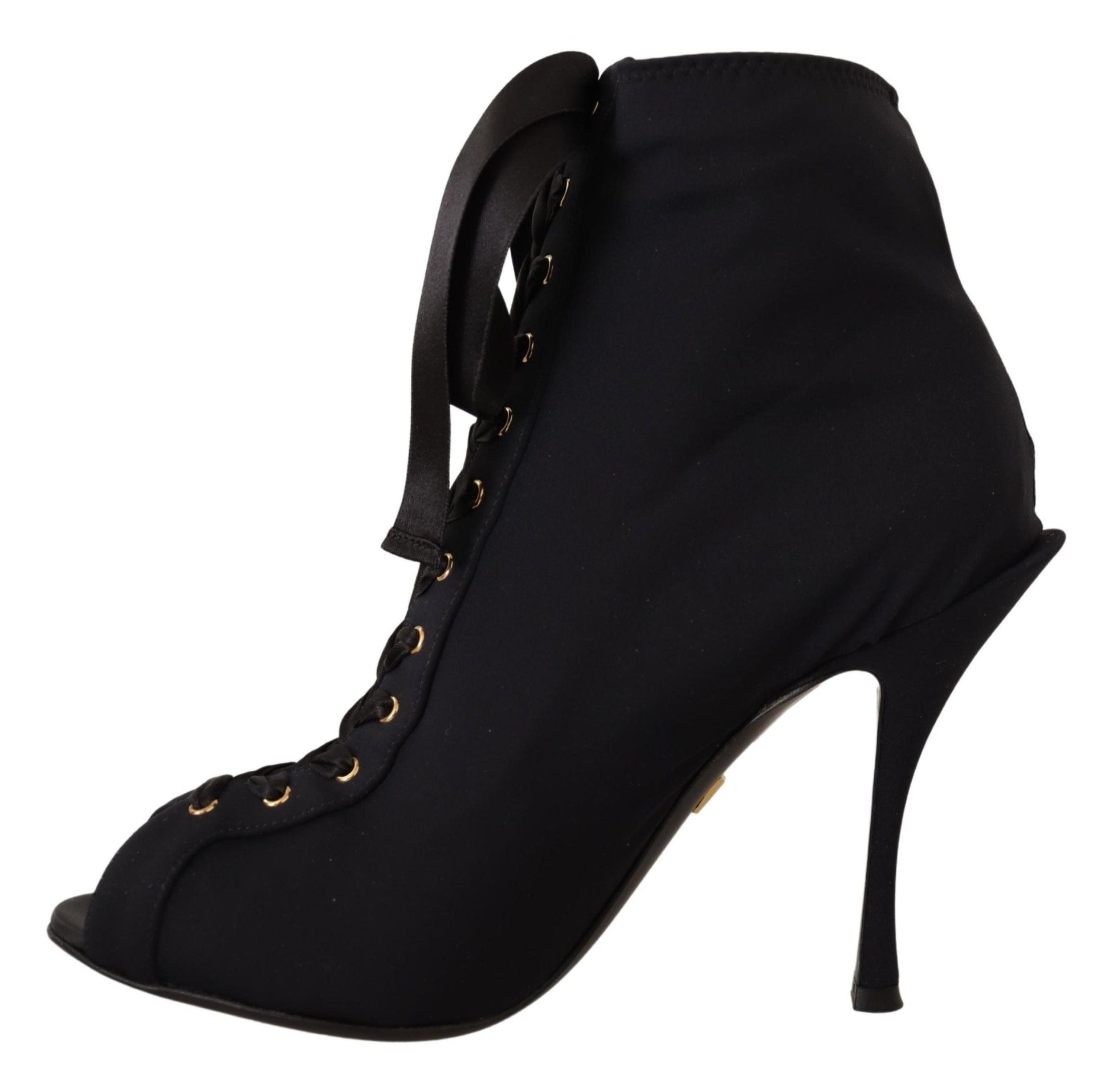 Dolce & Gabbana Black Stretch Short Ankle Boots Shoes - SMARTMARTNZ