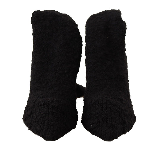 Dolce & Gabbana Black Stretch Socks Knee High Booties Shoes - SMARTMARTNZ