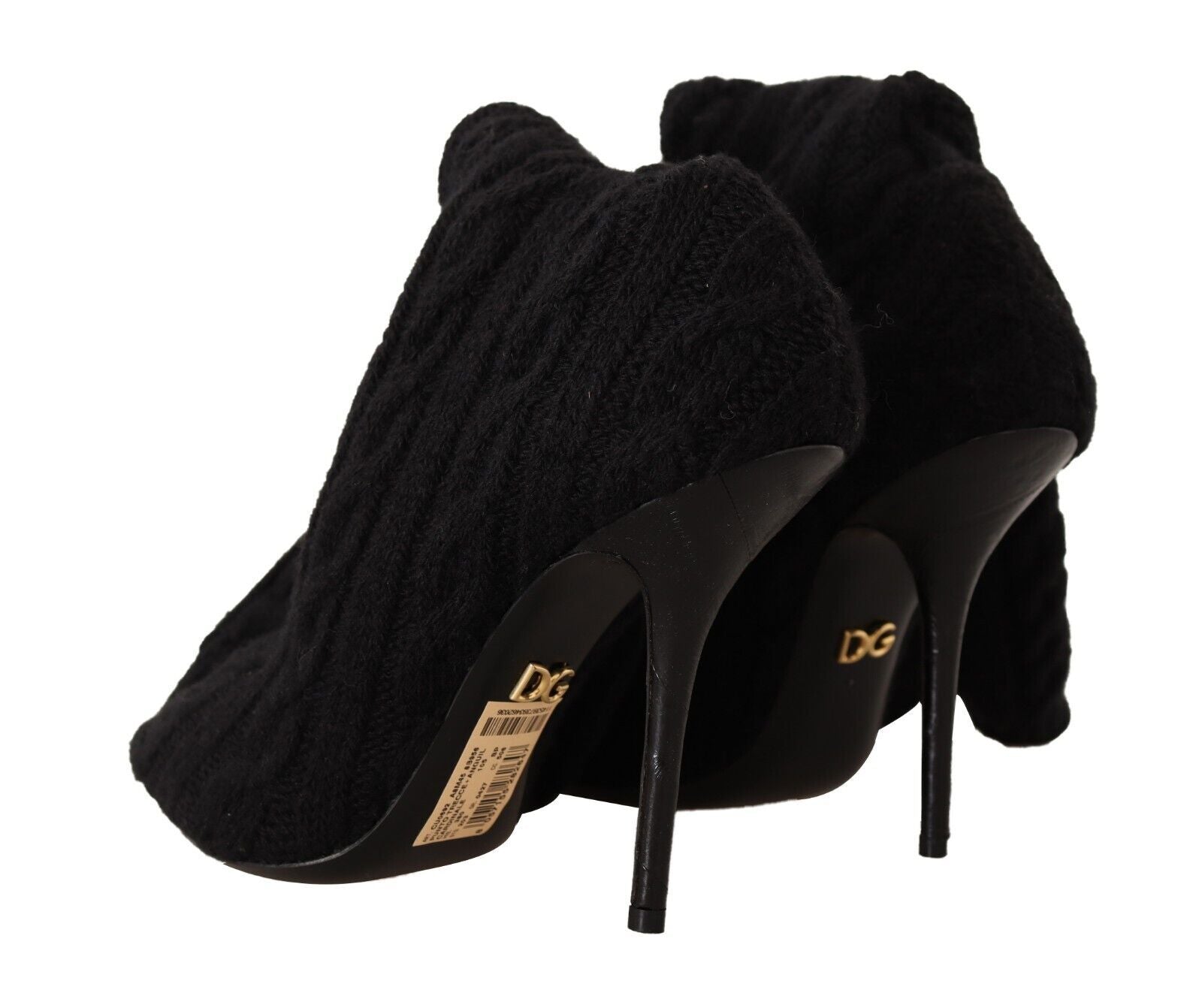 Dolce & Gabbana Black Stretch Socks Knee High Booties Shoes - SMARTMARTNZ