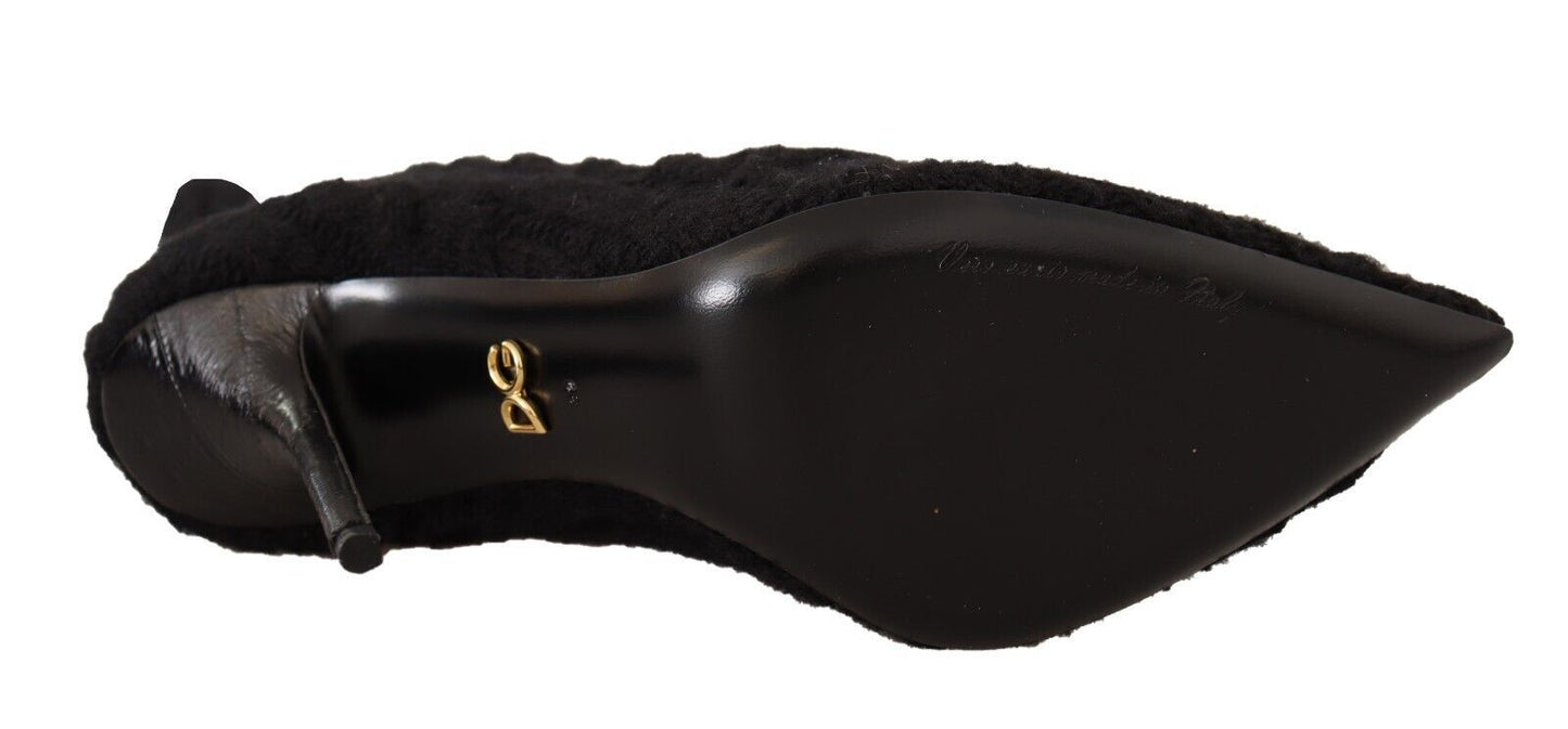 Dolce & Gabbana Black Stretch Socks Knee High Booties Shoes - SMARTMARTNZ