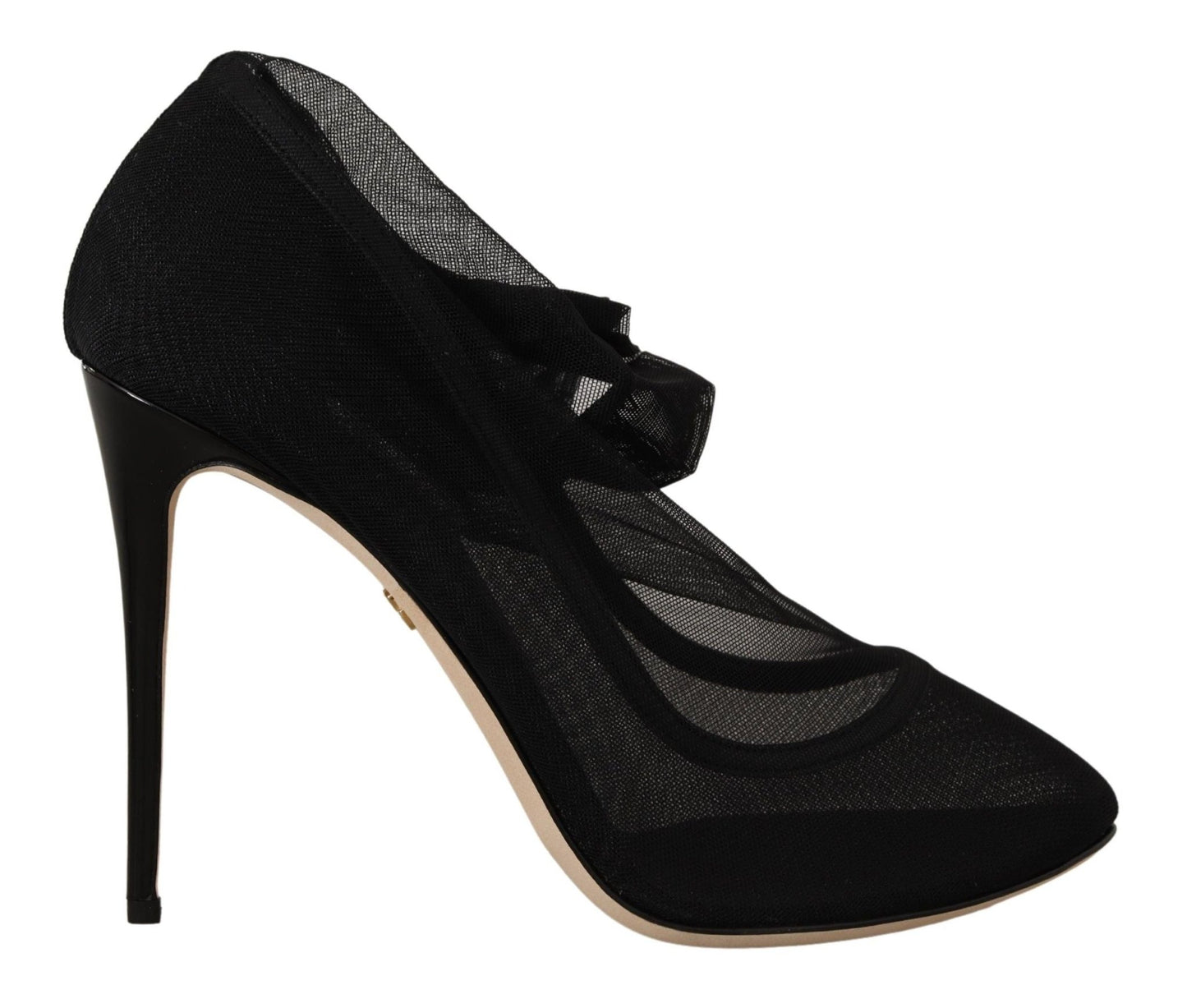 Dolce & Gabbana Black Stretch Tulle Stretch Boots Shoes - SMARTMARTNZ
