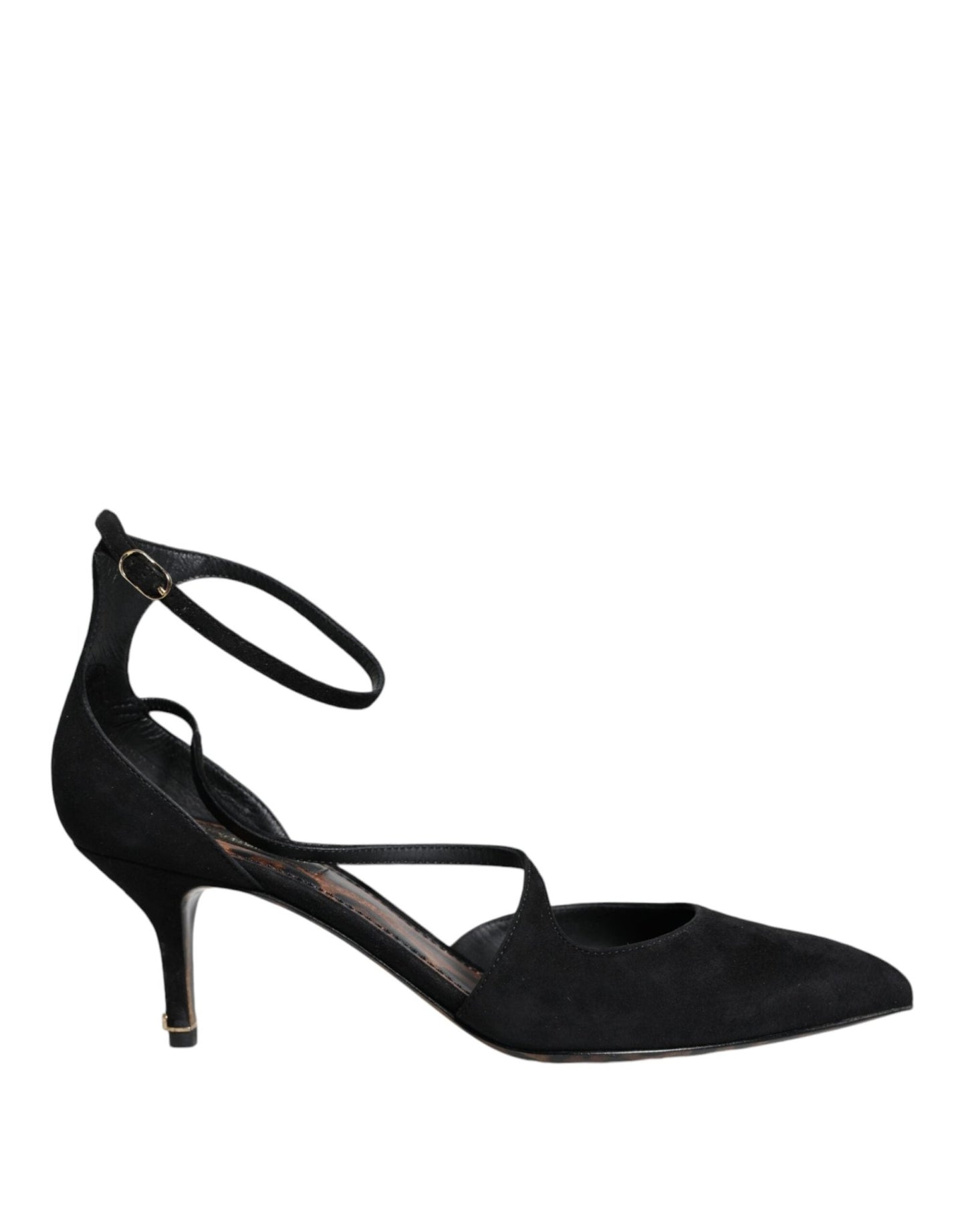 Dolce & Gabbana Black Suede Ankle Strap Heels Pumps Shoes - SMARTMARTNZ