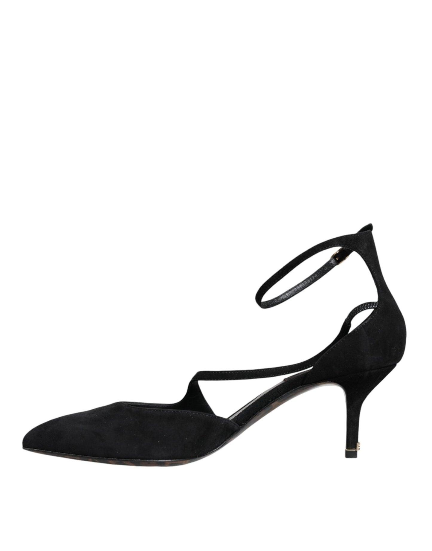 Dolce & Gabbana Black Suede Ankle Strap Heels Pumps Shoes - SMARTMARTNZ