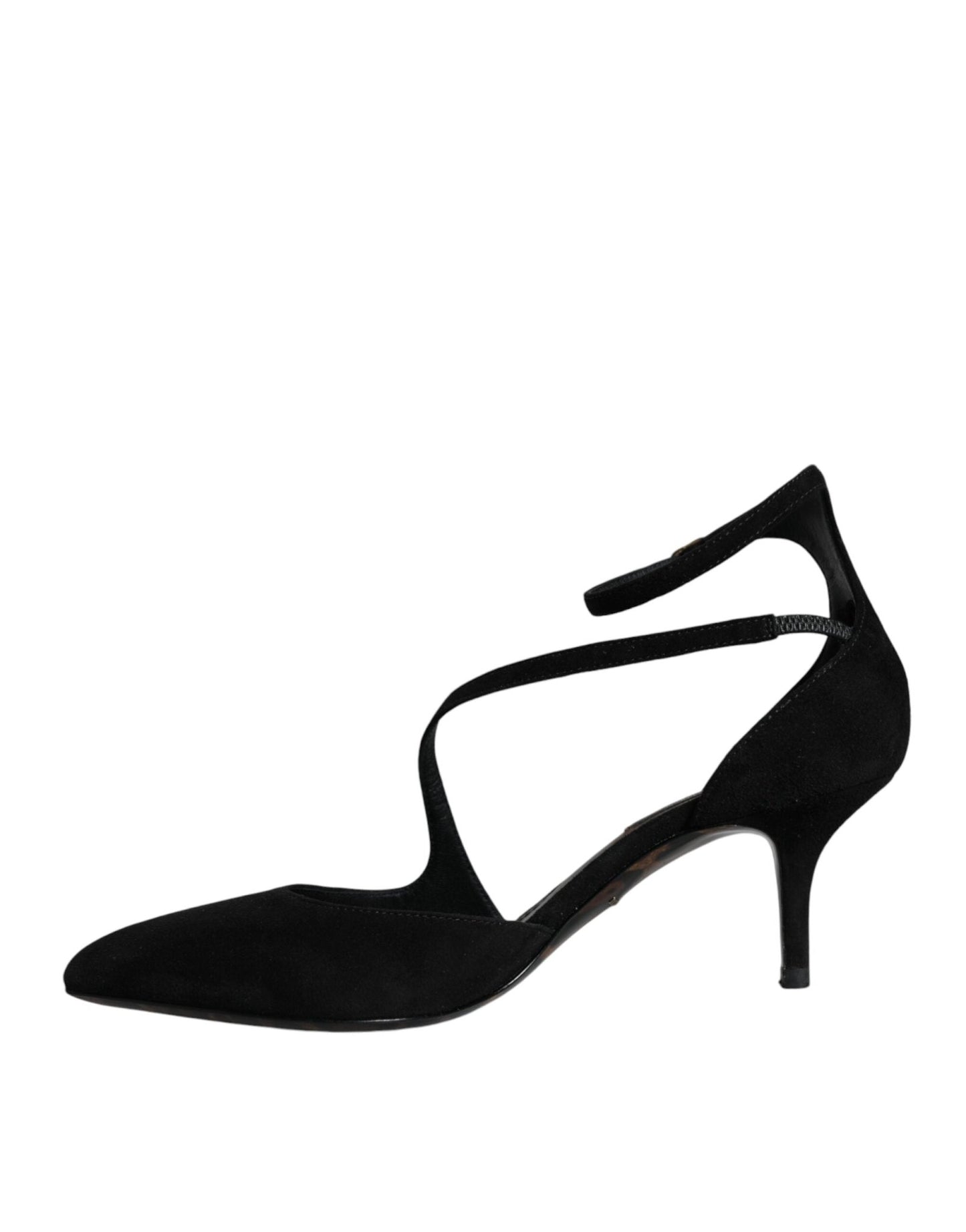 Dolce & Gabbana Black Suede Ankle Strap Pumps Heels Shoes - SMARTMARTNZ