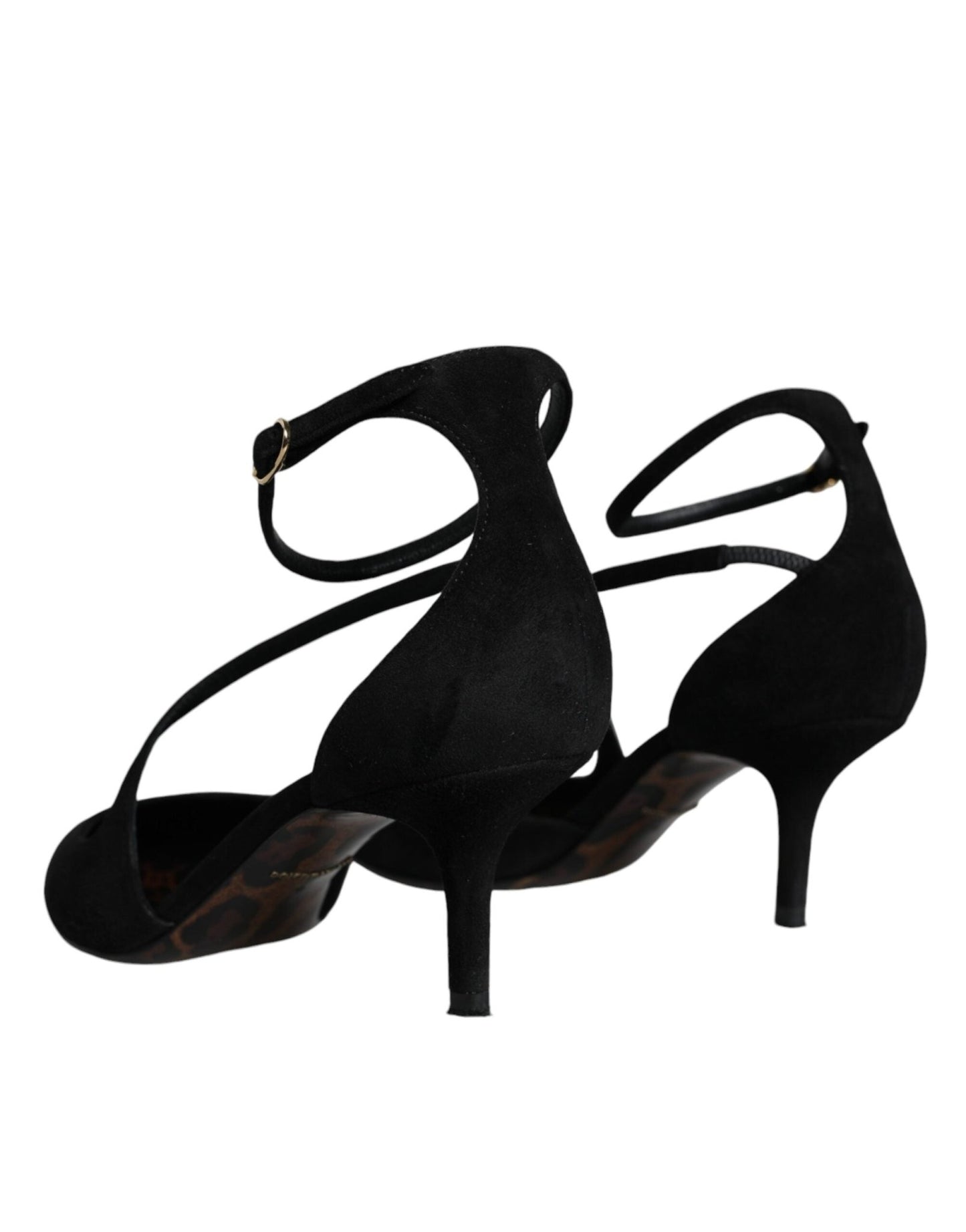 Dolce & Gabbana Black Suede Ankle Strap Pumps Heels Shoes - SMARTMARTNZ