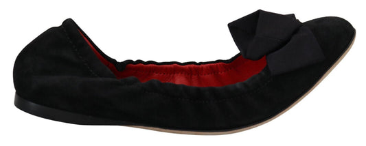 Dolce & Gabbana Black Suede Flat Slip On Ballet Shoes - SMARTMARTNZ