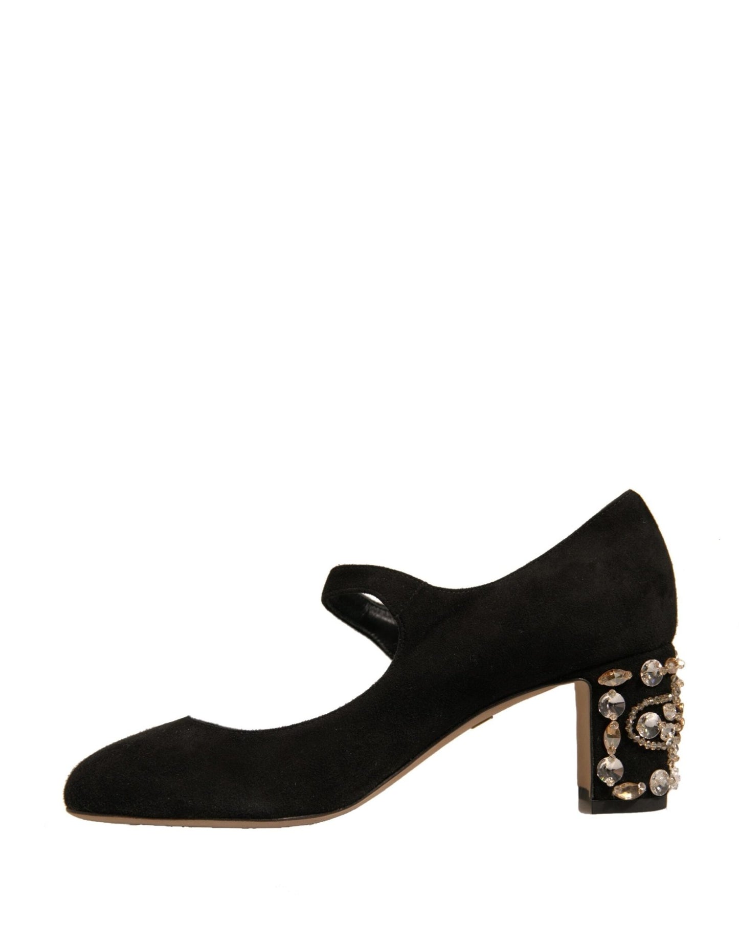 Dolce & Gabbana Black Suede Jewelled Mary Jane Pumps Shoes - SMARTMARTNZ