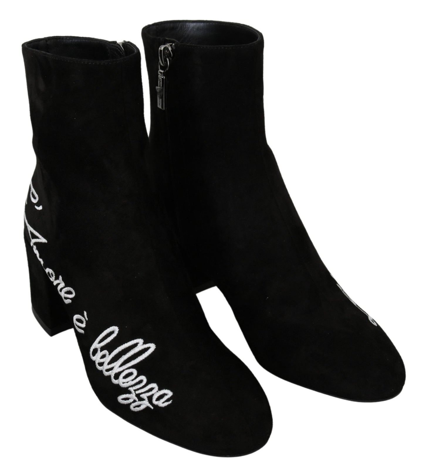 Dolce & Gabbana Black Suede L'Amore E'Bellezza Boots Shoes - SMARTMARTNZ