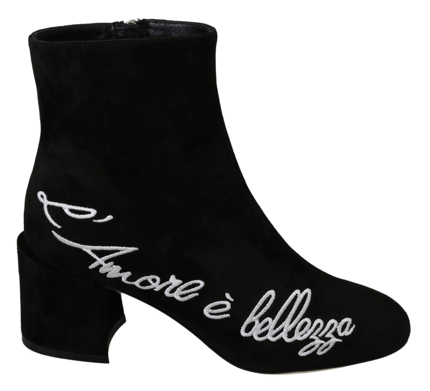 Dolce & Gabbana Black Suede L'Amore E'Bellezza Boots Shoes - SMARTMARTNZ