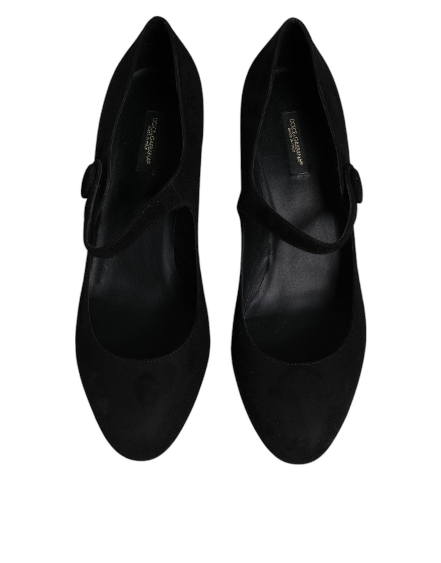 Dolce & Gabbana Black Suede Leather Block Heels Pumps Shoes - SMARTMARTNZ