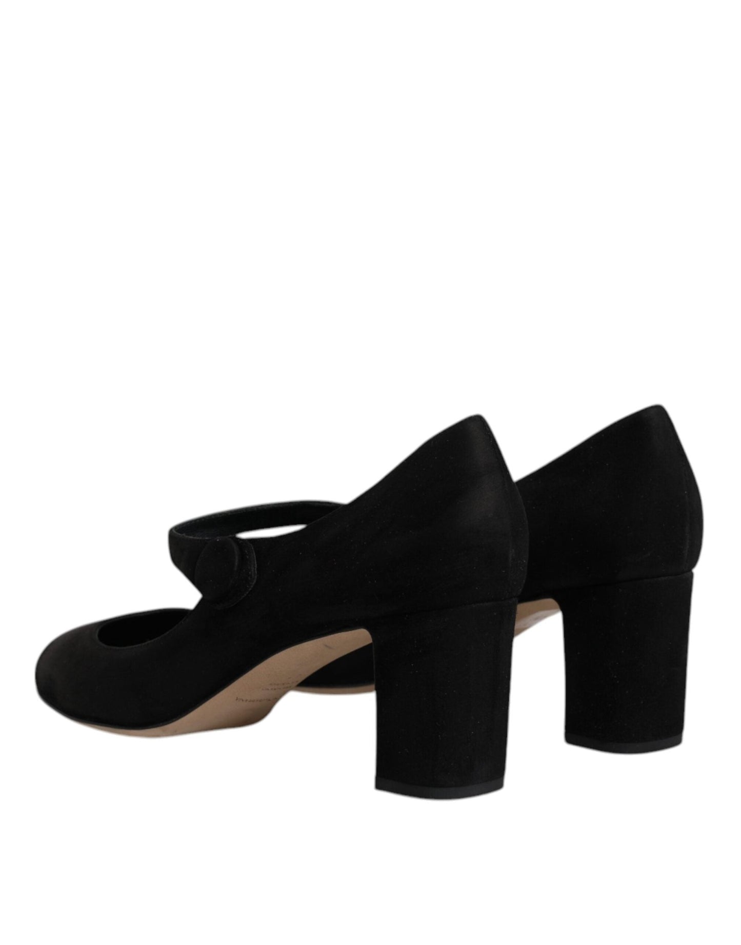 Dolce & Gabbana Black Suede Leather Block Heels Pumps Shoes - SMARTMARTNZ