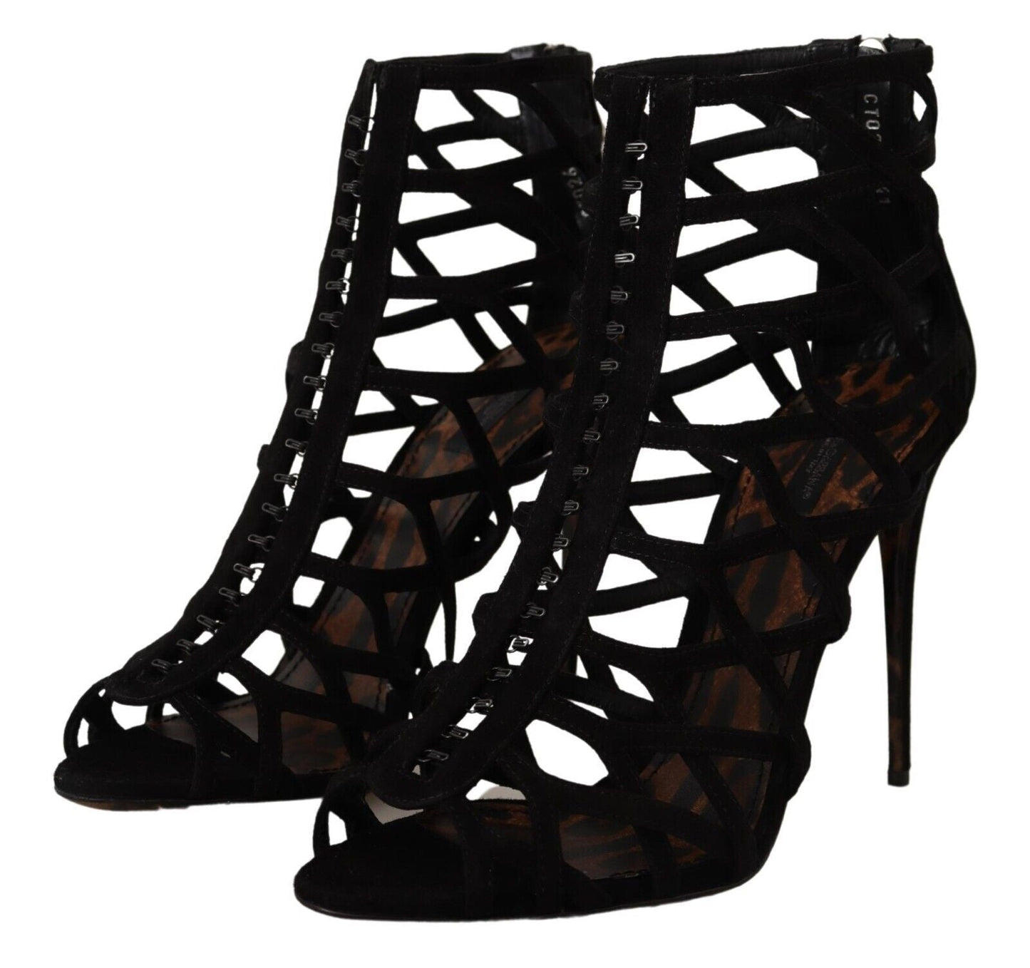 Dolce & Gabbana Black Suede Stiletto Heels Bette Sandals Shoes - SMARTMARTNZ