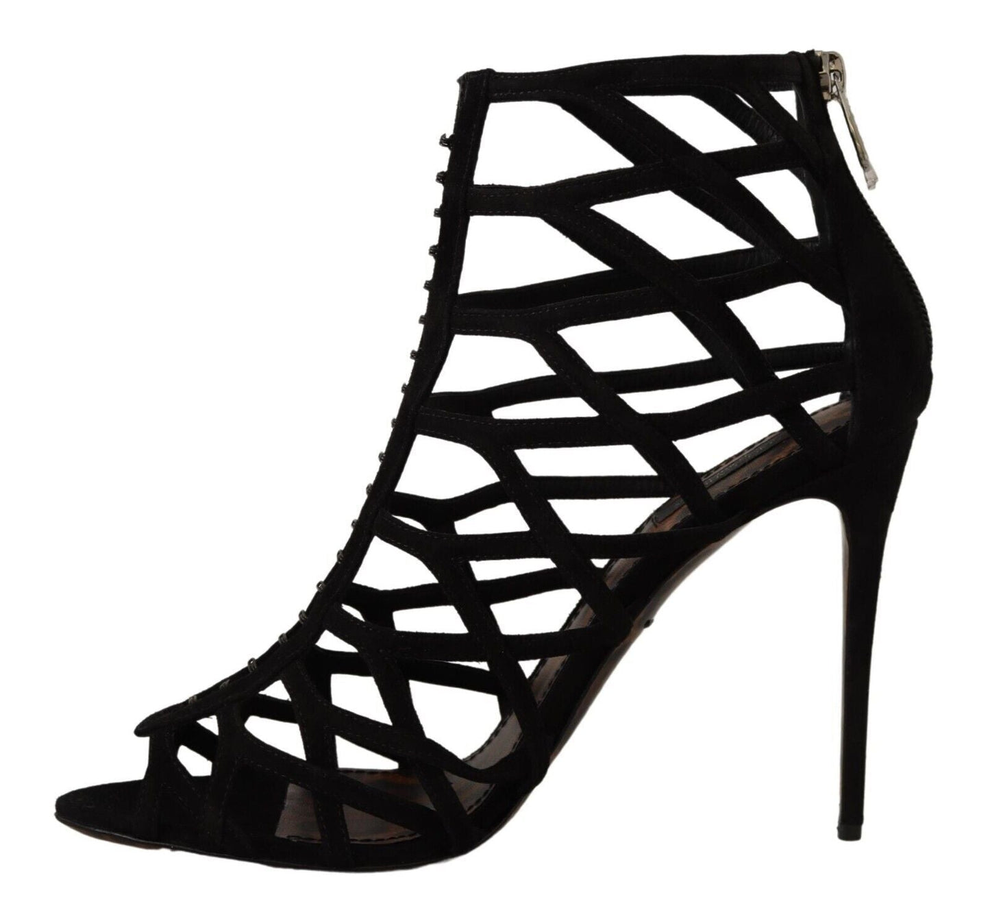 Dolce & Gabbana Black Suede Stiletto Heels Bette Sandals Shoes - SMARTMARTNZ