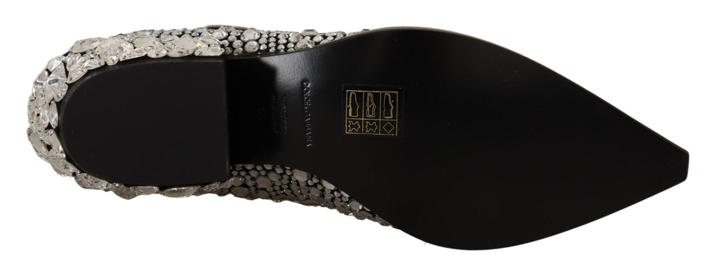 Dolce & Gabbana Black Suede Strass Crystal Cowgirl Boots - SMARTMARTNZ