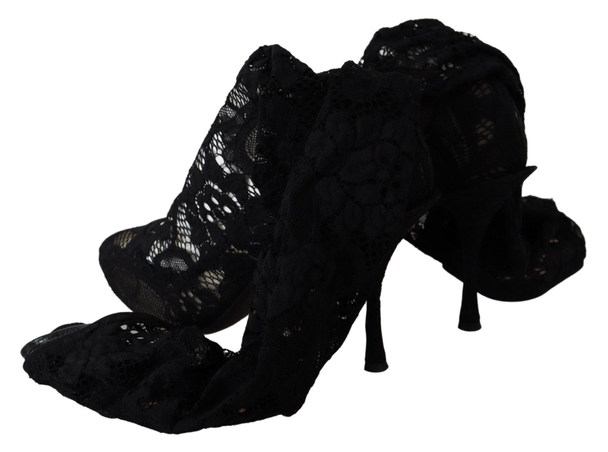 Dolce & Gabbana Black Taormina Lace Socks Boots Shoes Pumps - SMARTMARTNZ